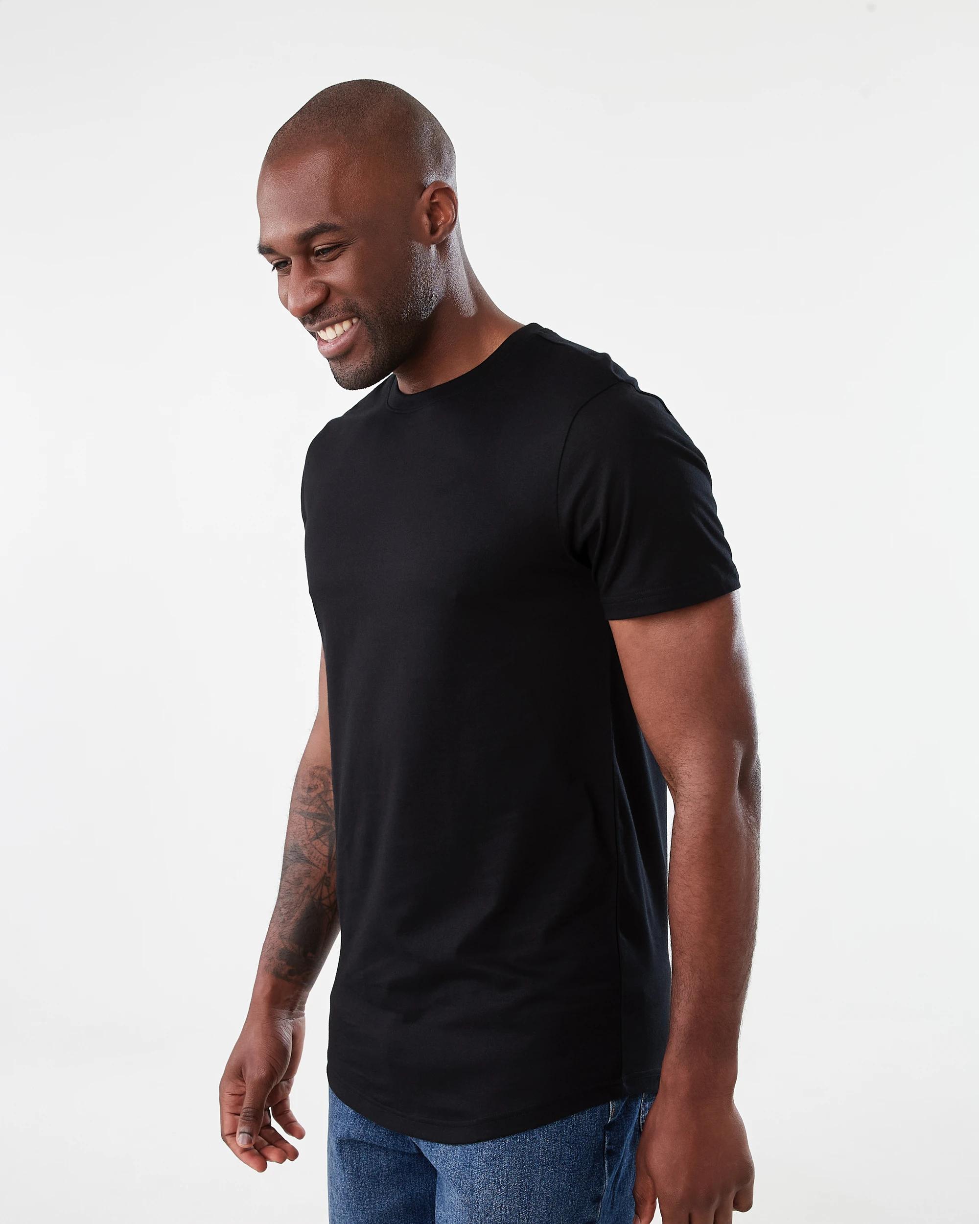 2 Australian Grown Cotton Longline T-shirt Black, 2 of 6