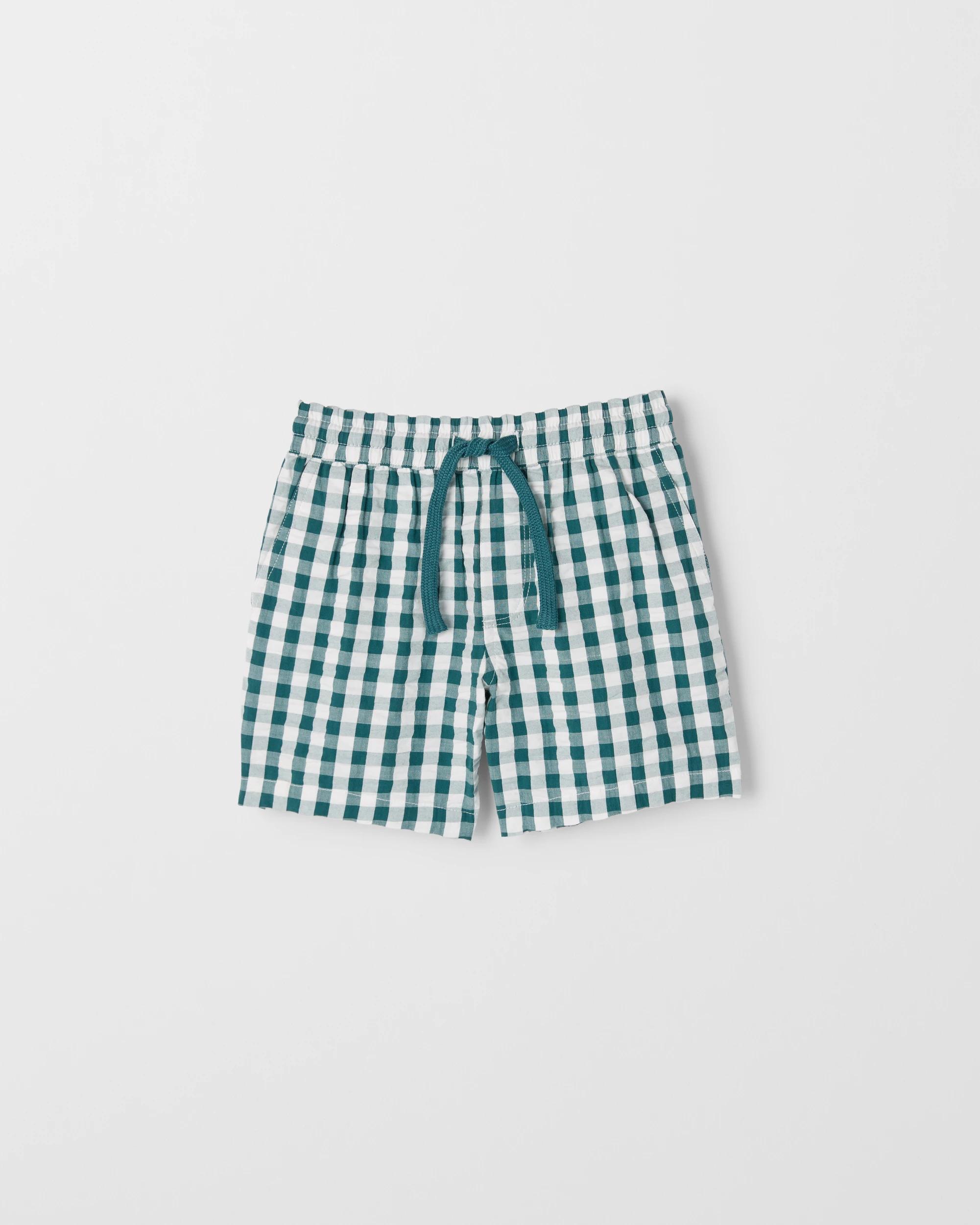 4 Target Kids Australian Cotton Seersucker Volley Shorts GREEN GINGHAM, 4 of 6