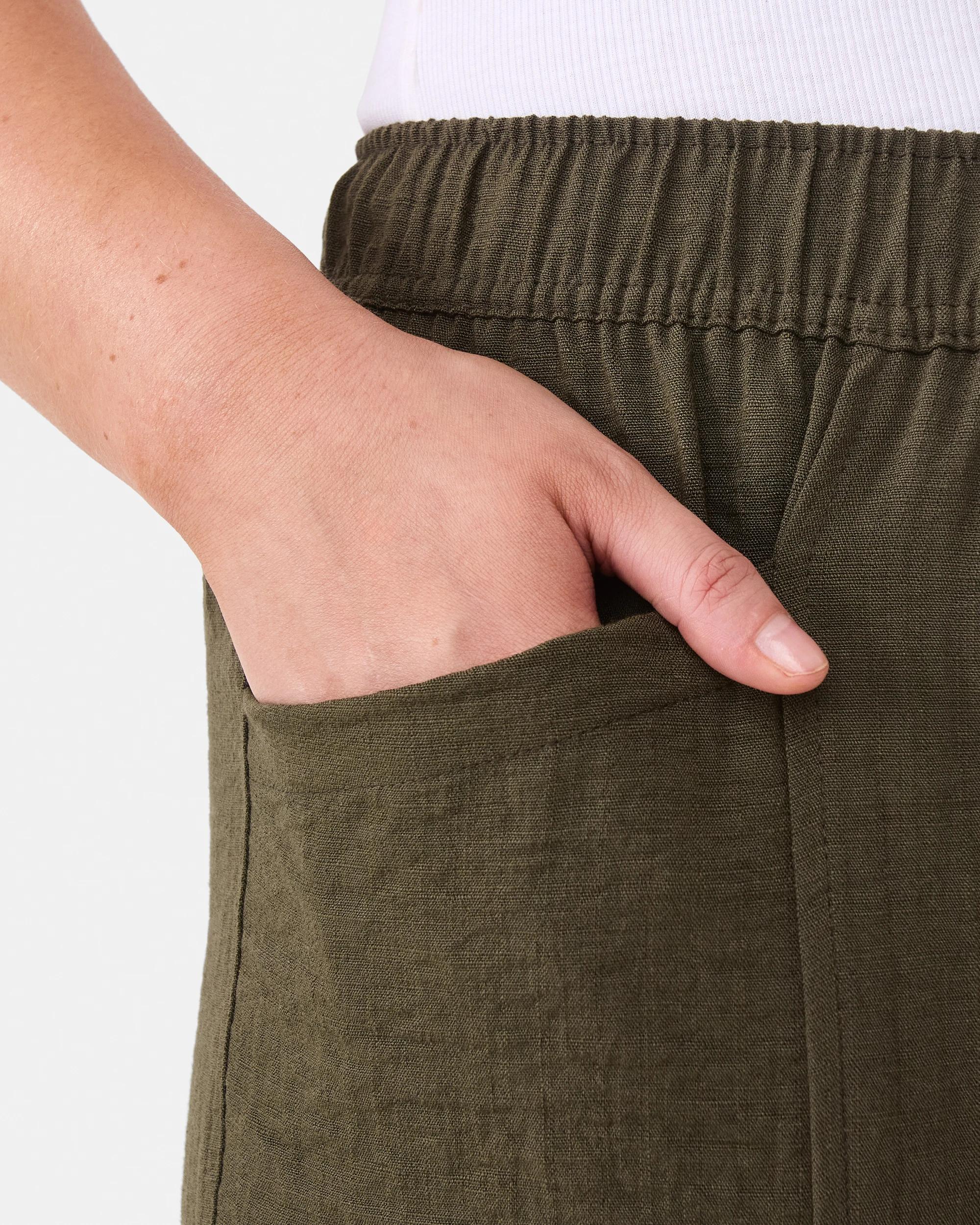 5 Tie Waist Patch Pocket Pants Deep Olive, 5 of 5
