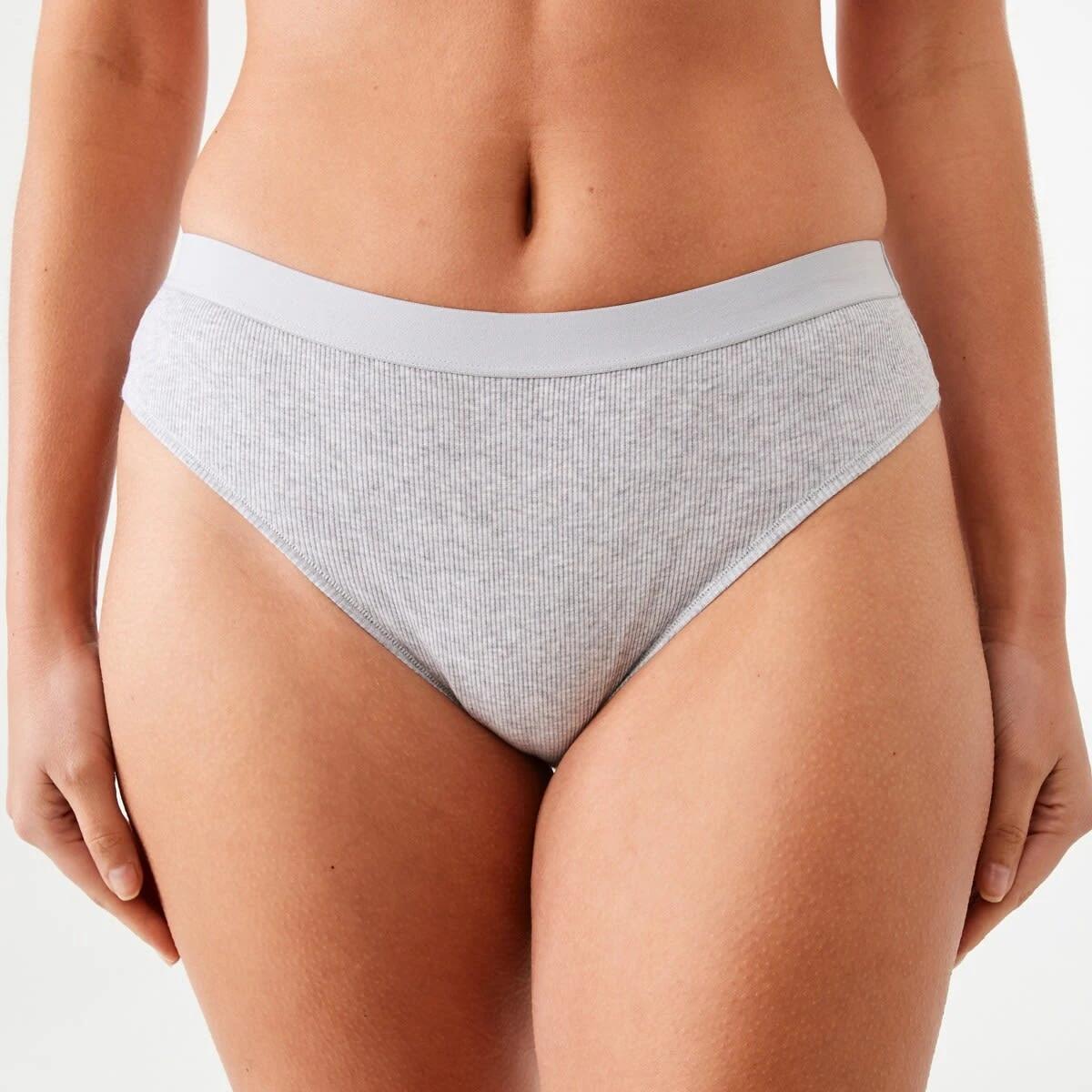 1 Ribbed Bikini Briefs Slvr Marle, 1 of 4