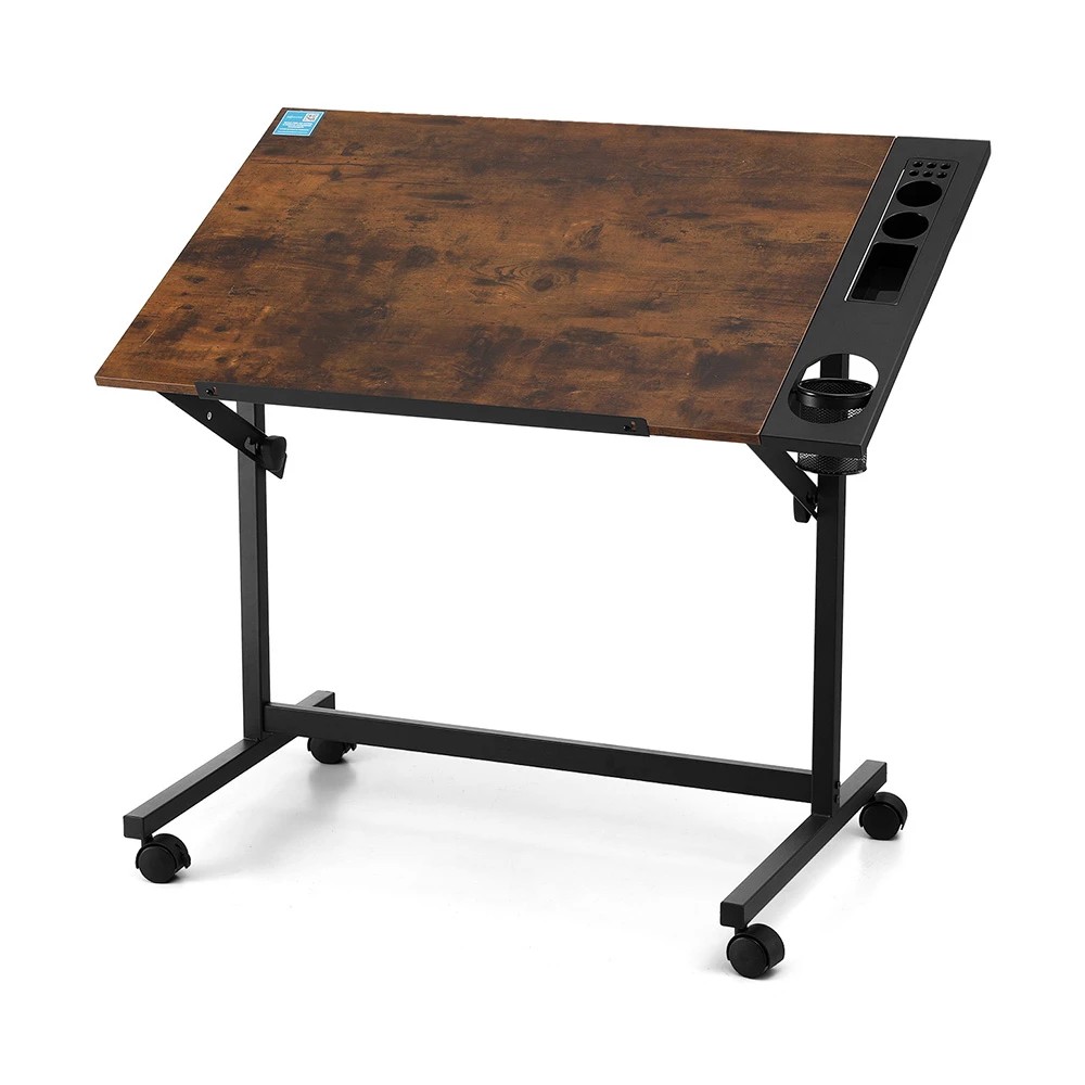 1 Artiss Drafting Table Drawing Desk Art Desk Multi-Functional Craft Drawing Table Rustic Brown - Brown, 1 of 6