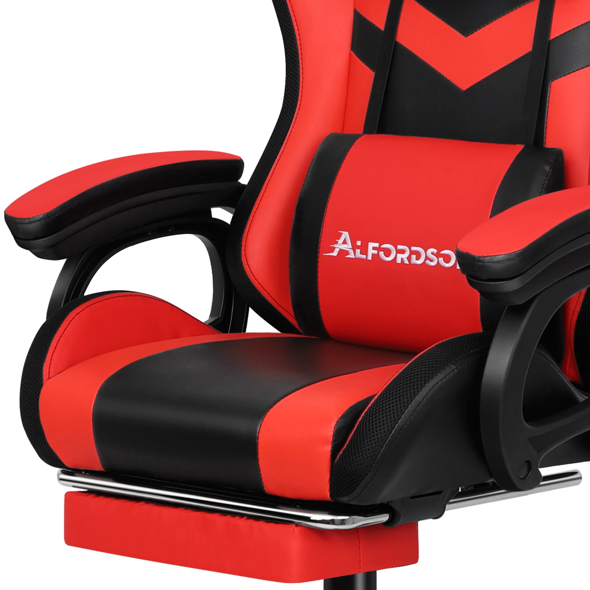 8 Alfordson Gaming Office Chair 12 RGB LED Massage Computer Seat Footrest - Red, 8 of 10