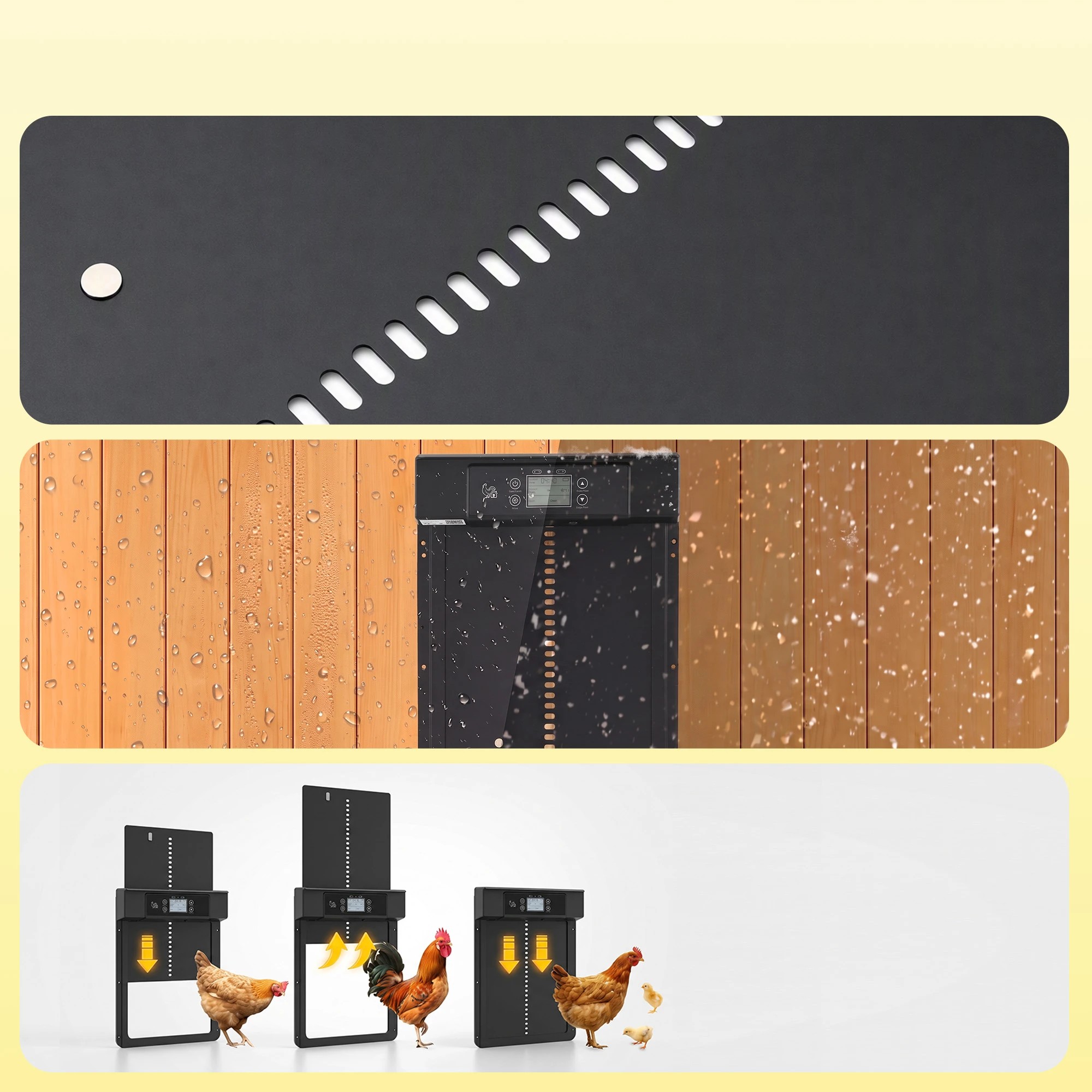 5 Giantz Automatic Chicken Coop Door 37cm Solar Powered Smart App Control- Black, 5 of 10