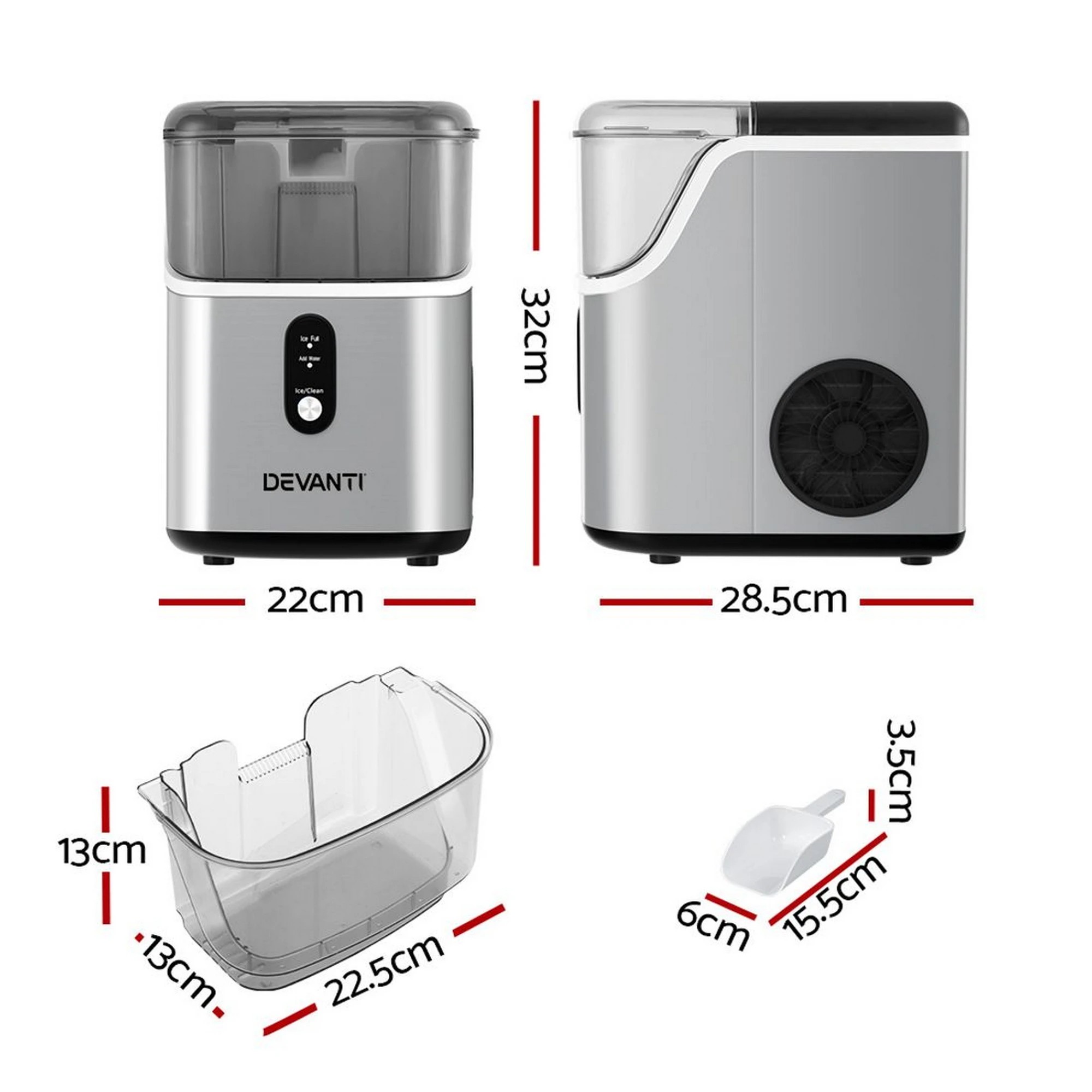 3 Devanti Ice Maker Machine  Nugget Ice Cube - Silver, 3 of 7