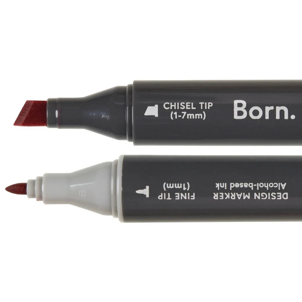 2 Born Professional Dual-Tip Artist Marker Deep Red R872, 2 of 4