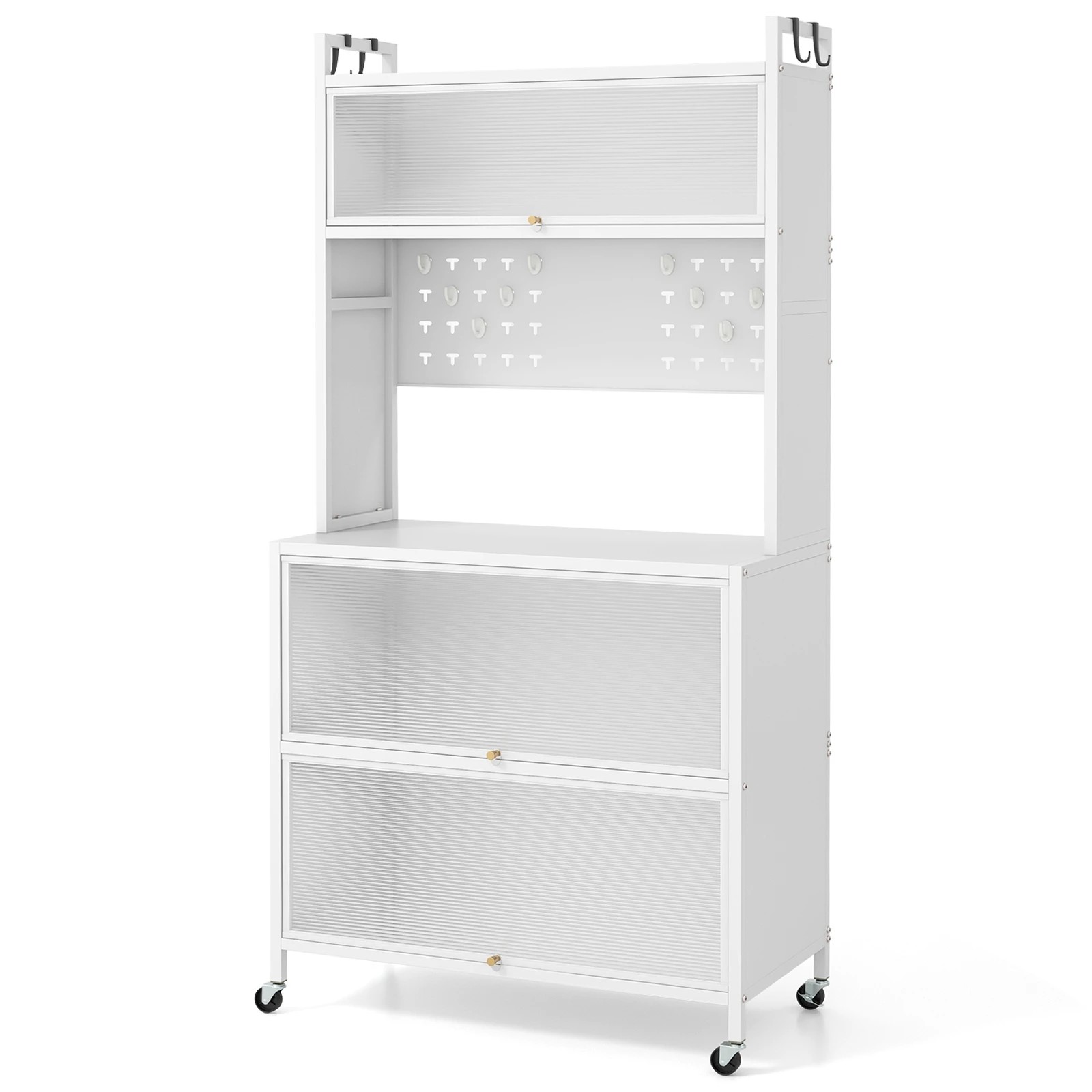 1 Costway 5-Tier Kitchen Bakers Rack w/Wheels White, 1 of 5