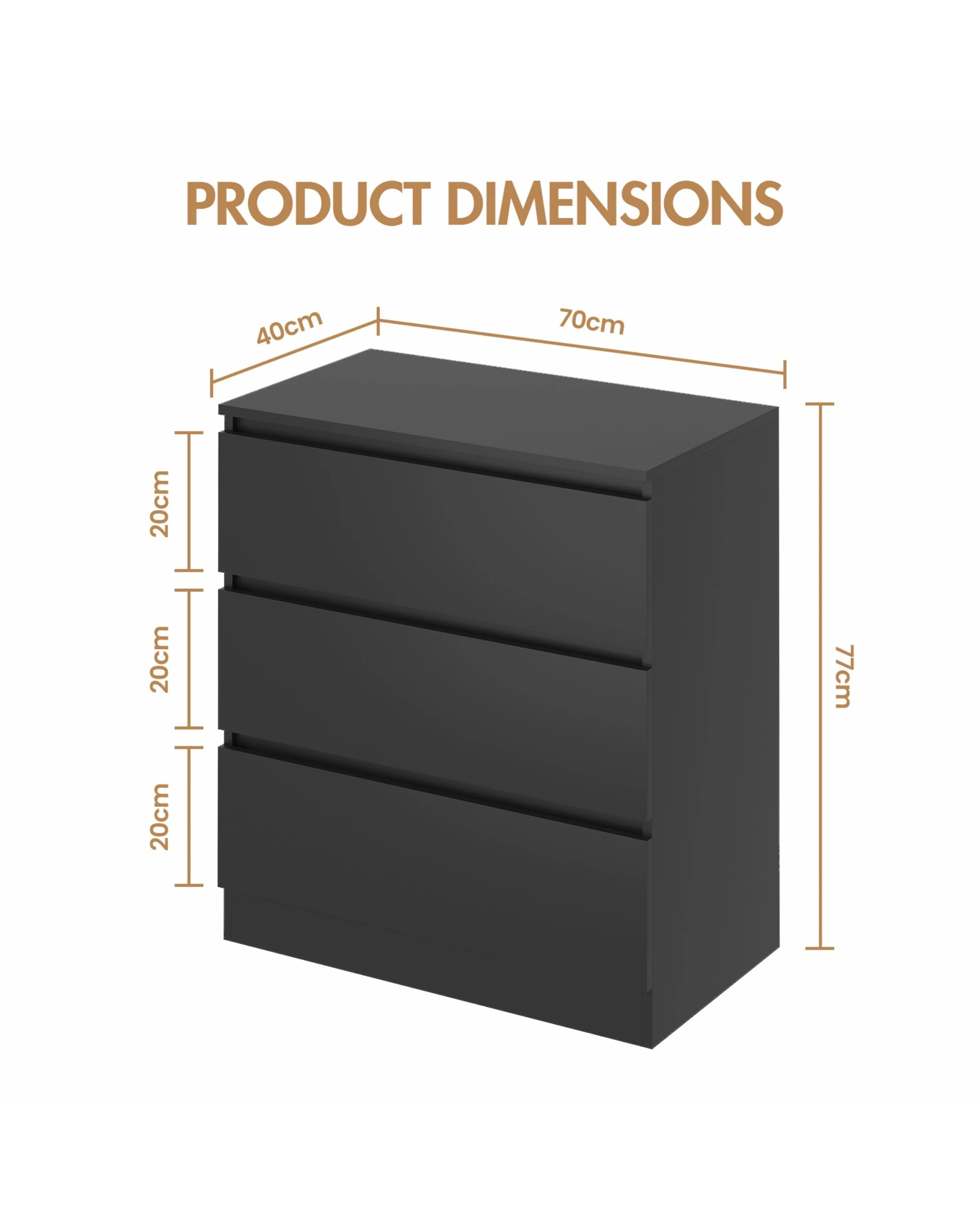 3 Advwin Bedside Table 3 Drawers Nightstand Storage Cabinet
 - Black, 3 of 8