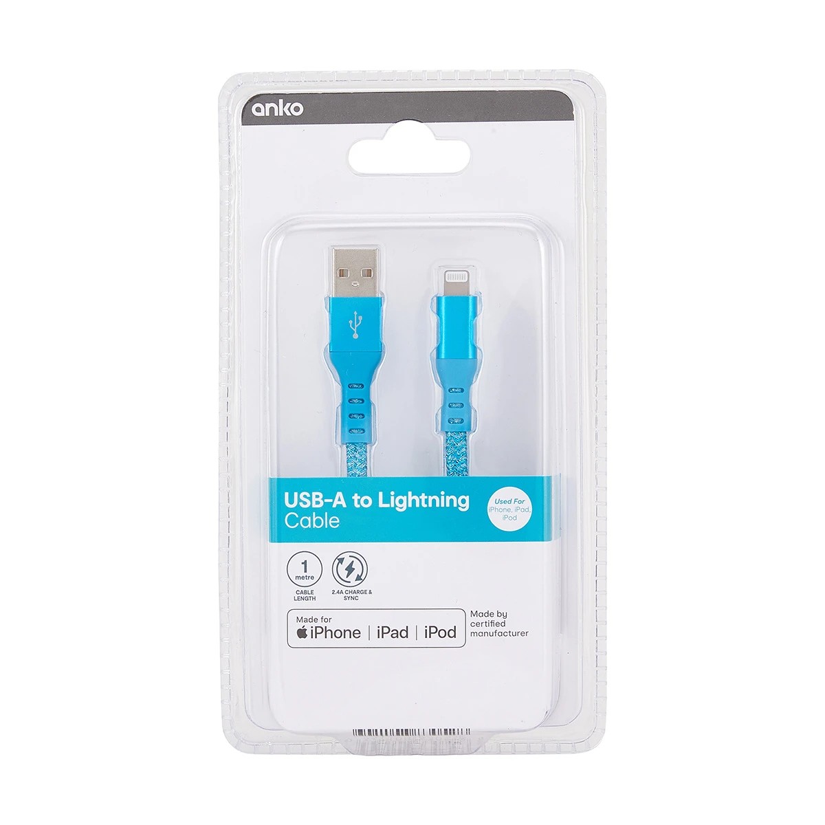 4 USB Lightning Metal Cable 1m - Blue, 4 of 4