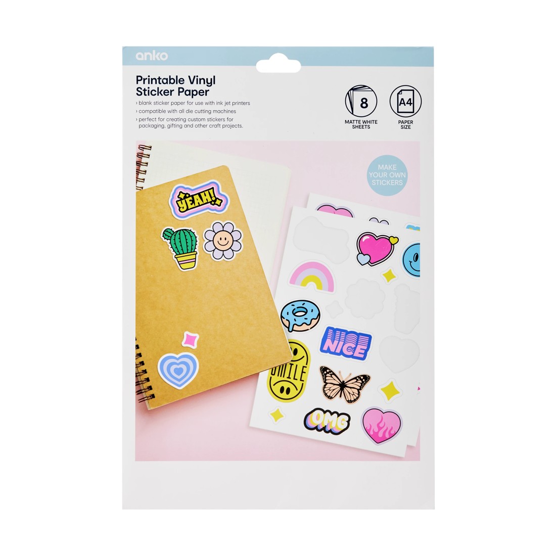 1 8 Pack Printable Vinyl Sticker Paper, 1 of 4