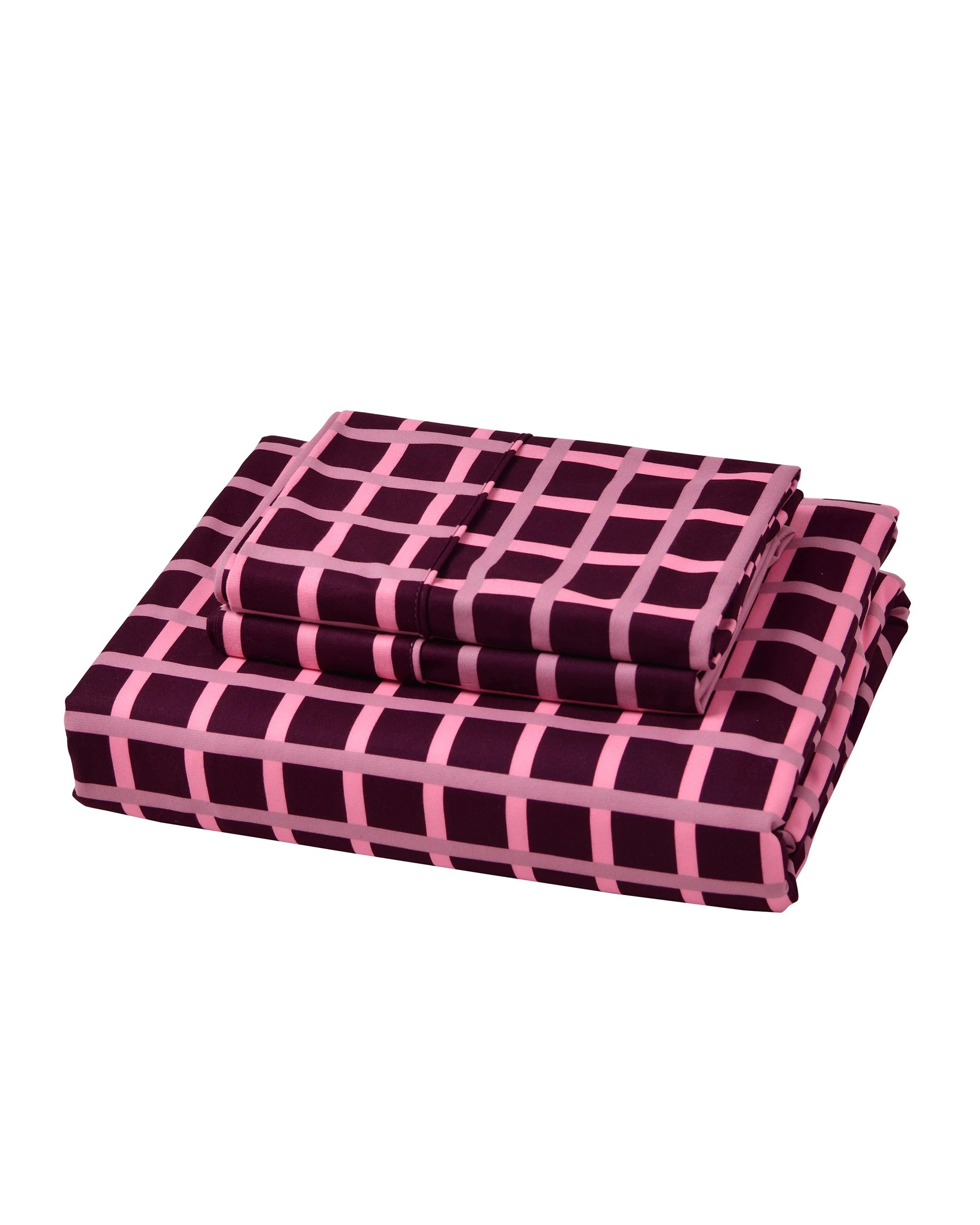 3 Dreamaker Micro Flannel Grid Combo Fitted Sheet Set - Single Bed - Cherry, 3 of 7