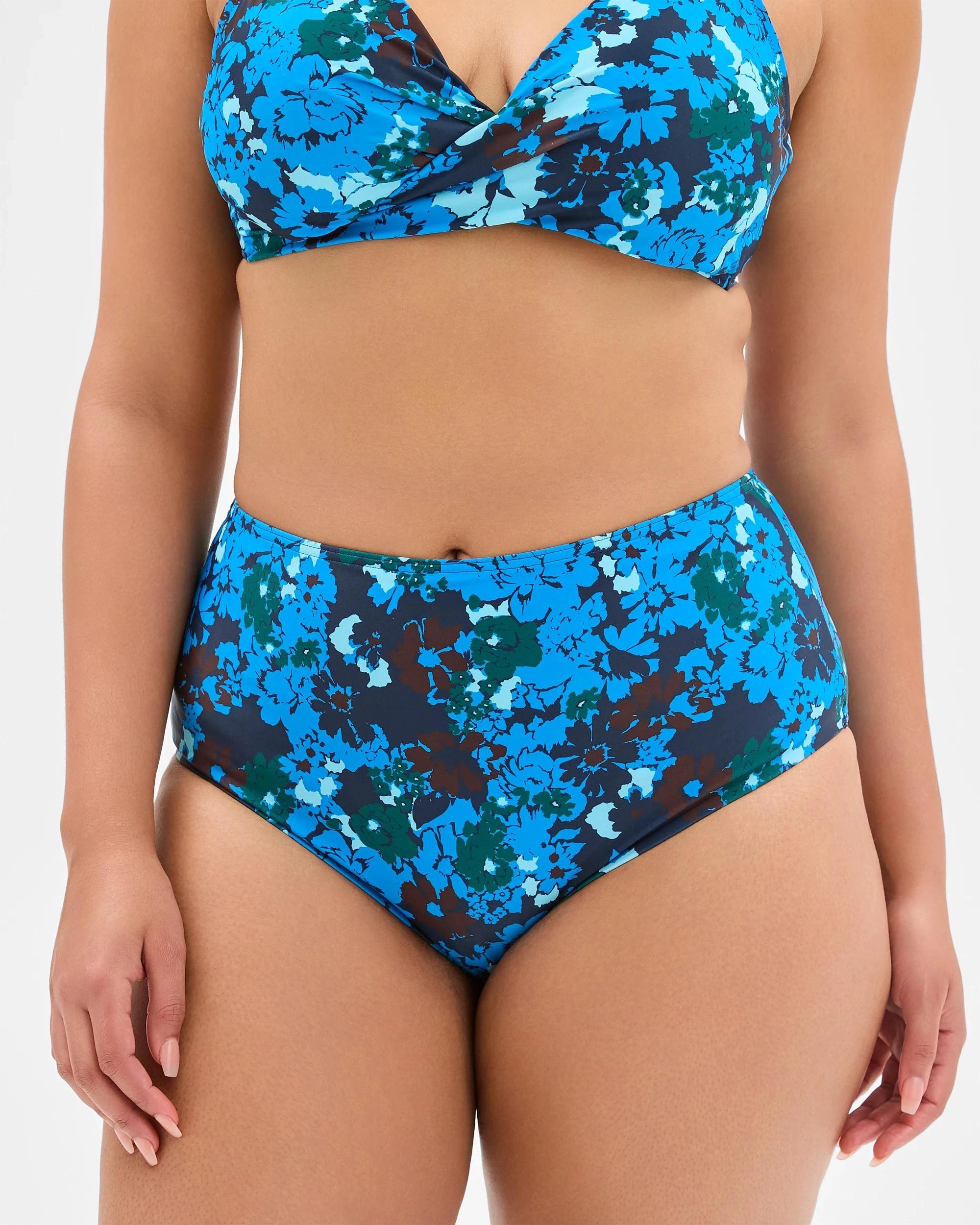2 Target Resort High Waisted Smooth Bikini Bottoms - Shape Your Body NAVY STENCIL FLORAL, 2 of 10