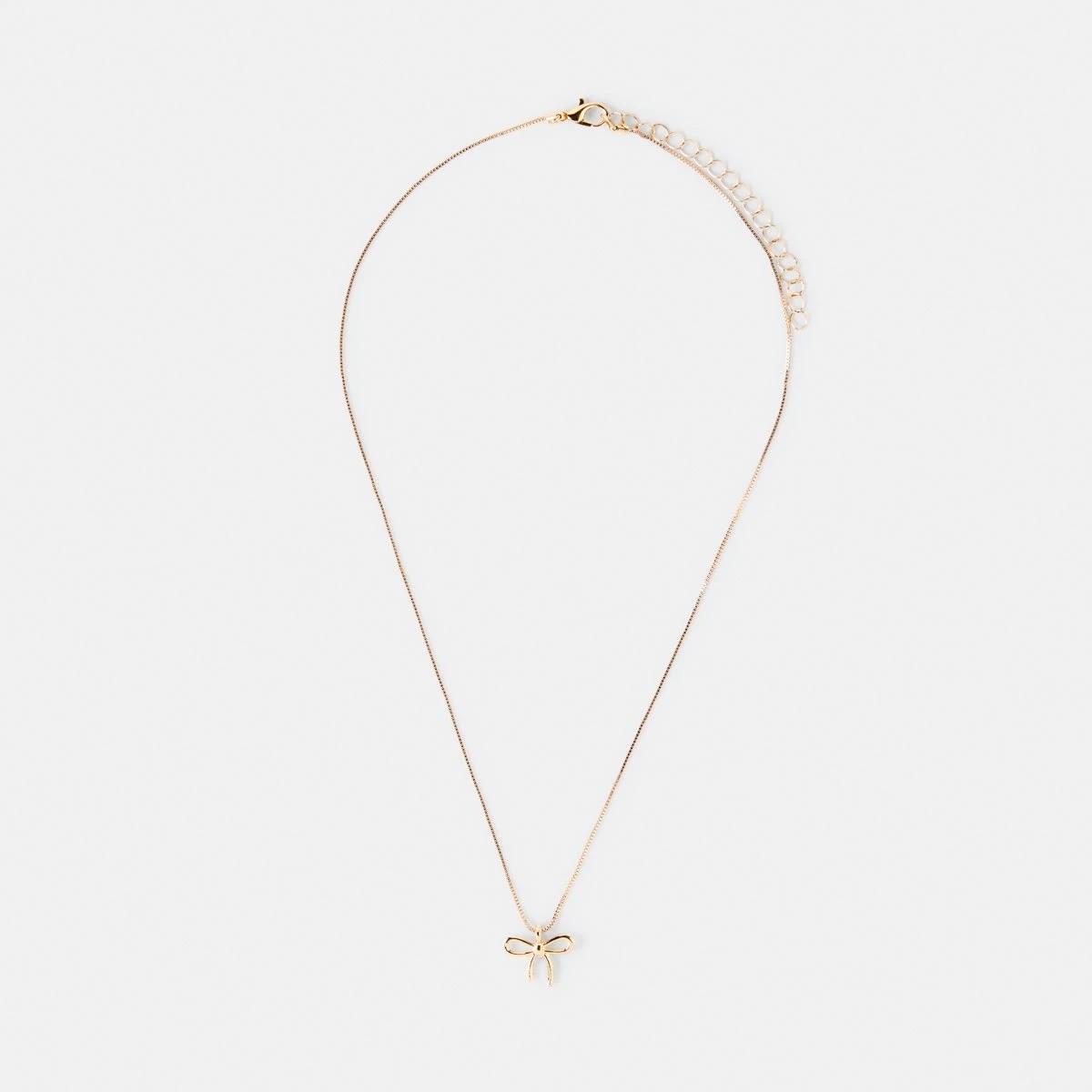 2 Bow Pendant Necklace - Gold Tone Gold, 2 of 4
