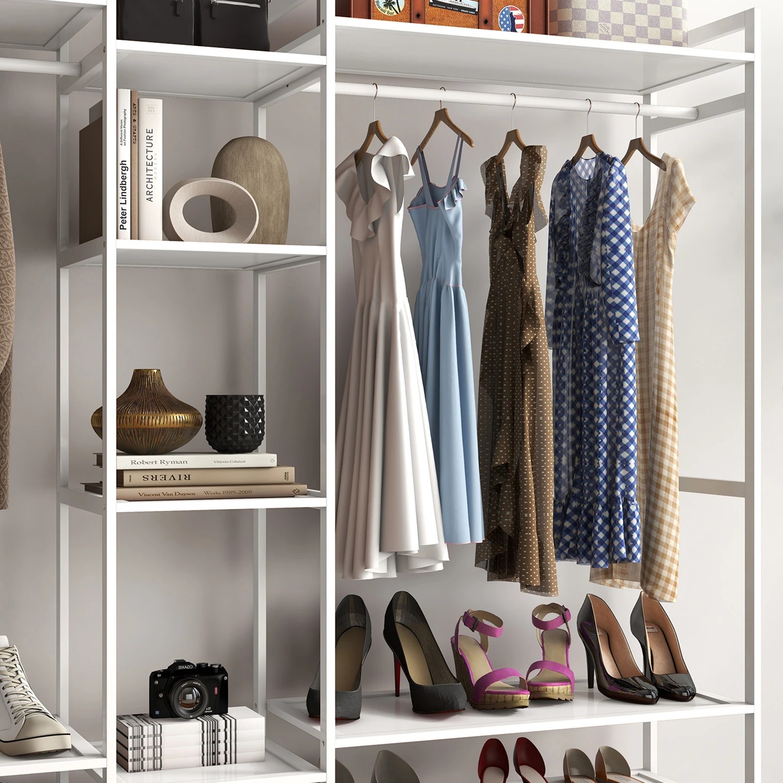 7 Milano Décor Multifunctional Bamboo Clothes Rack Storage Stand Organiser - White, 7 of 10