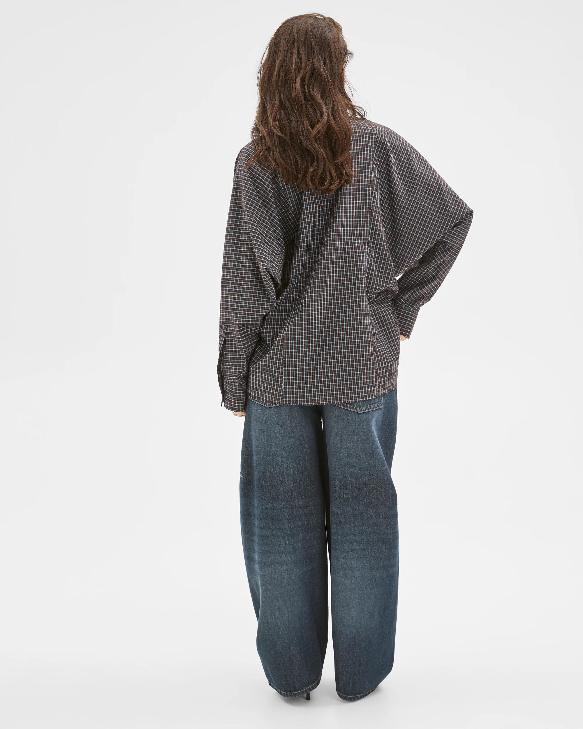 7 Lily Loves Australian Cotton Blend Oversized Shirt DEEP SEA CHECK, 7 of 7