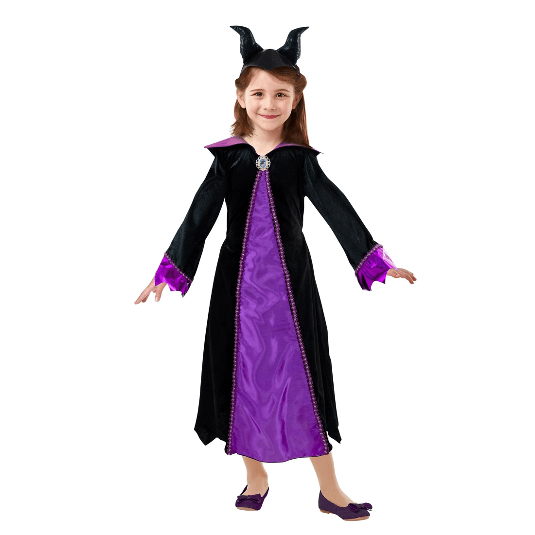 1 Disney Maleficent Deluxe Kids Costume Size 6-8yrs - Purple, 1 of 6