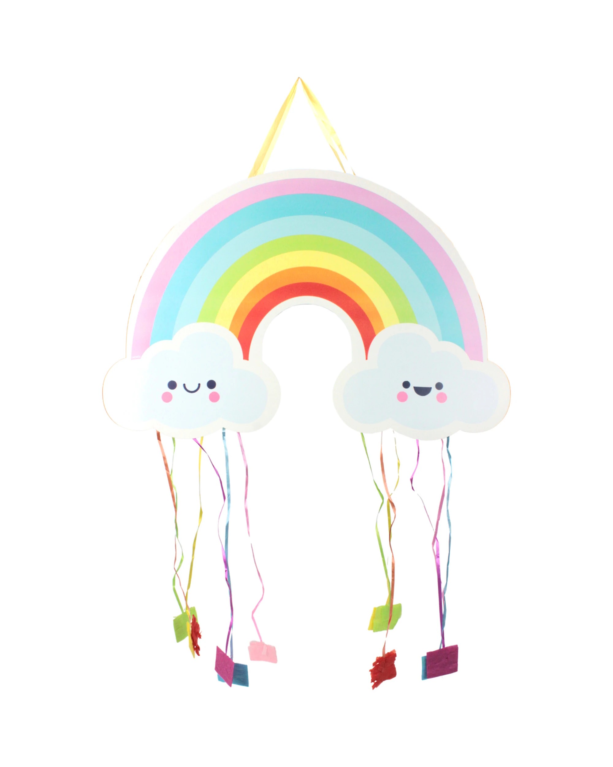 1 Party Maker Smiley Rainbow Clouds Bag Style Pull String Pinata, 1 of 4