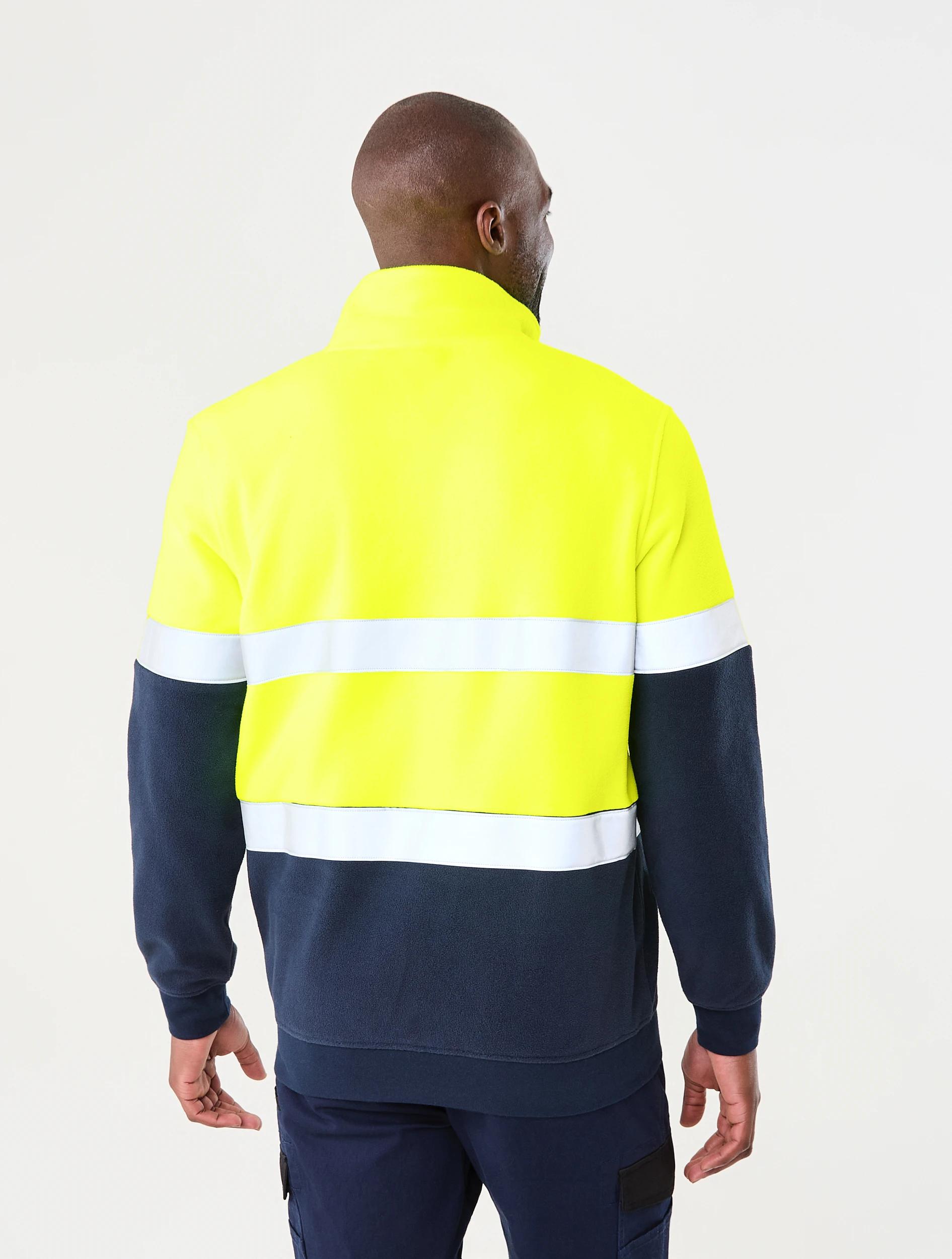 3 Workwear Hi-Vis 1/4 Zip Reflective Pullover Yellow, 3 of 6