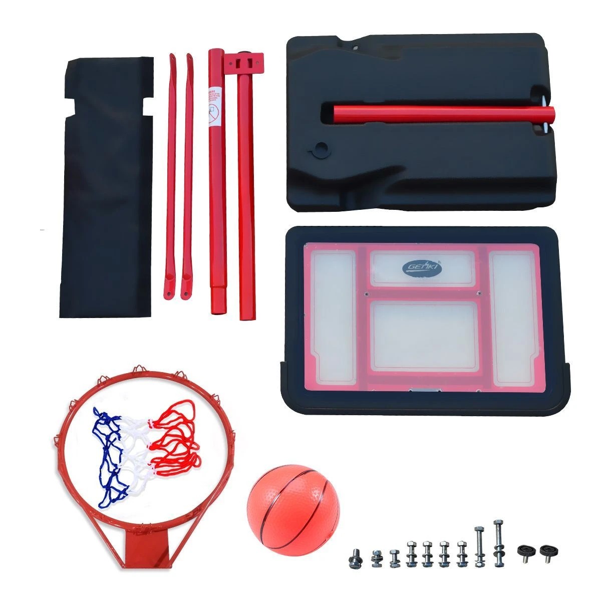 2 Genki 1.05 1.65m Kid Portable Basketball Hoop Stand Backboard Net Ring Ball Set, 2 of 4