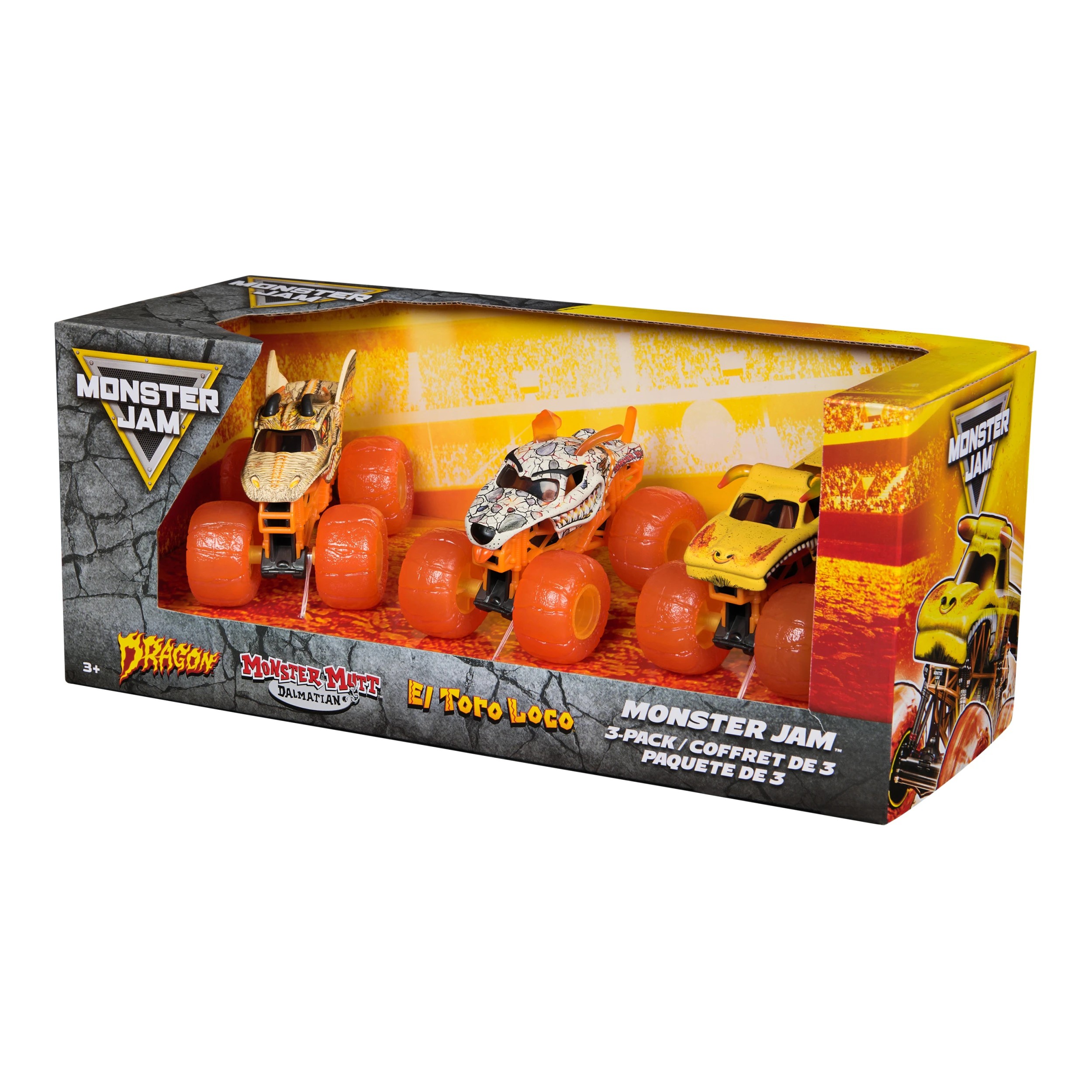 4 Monster Jam Earth Set: Official El Toro Loco , Dalmatian , Dragon 1:64 Scale Die - Cast Monster Trucks 3 Pack - Multi, 4 of 4