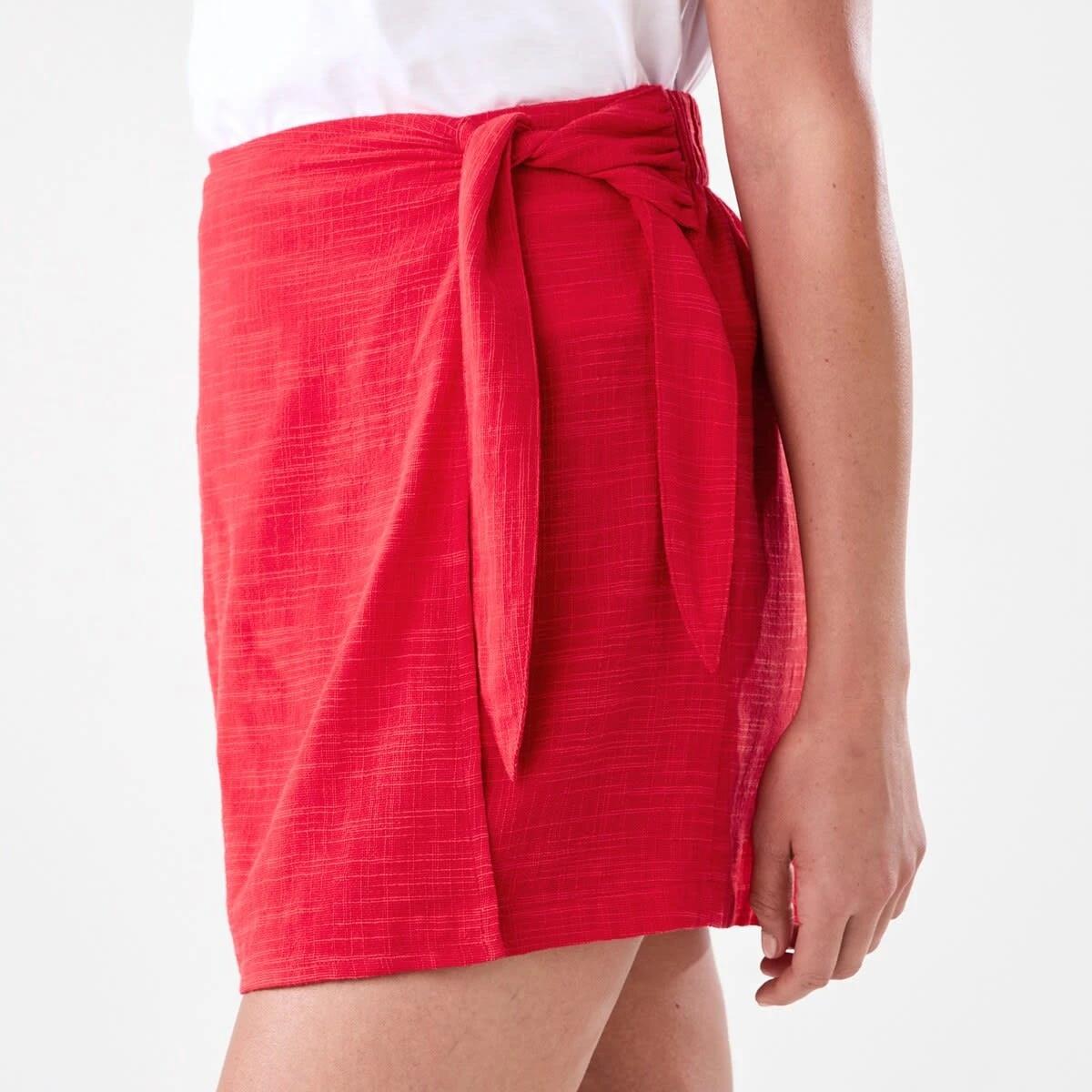 2 Textured Wrap Mini Skirt Strawberry, 2 of 6