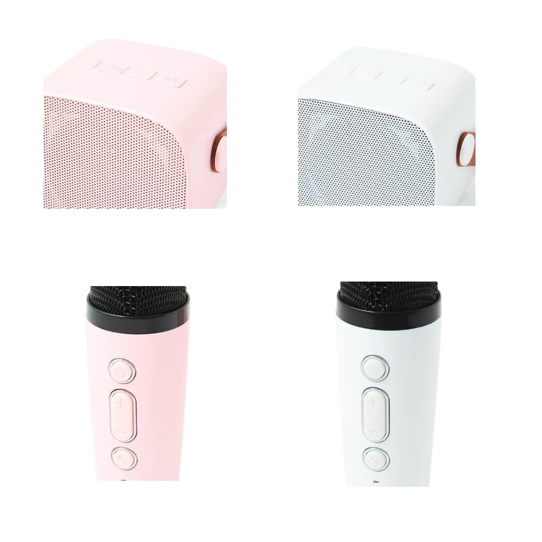 4 Portable Mini Karaoke Speaker - White and Pink, 4 of 9