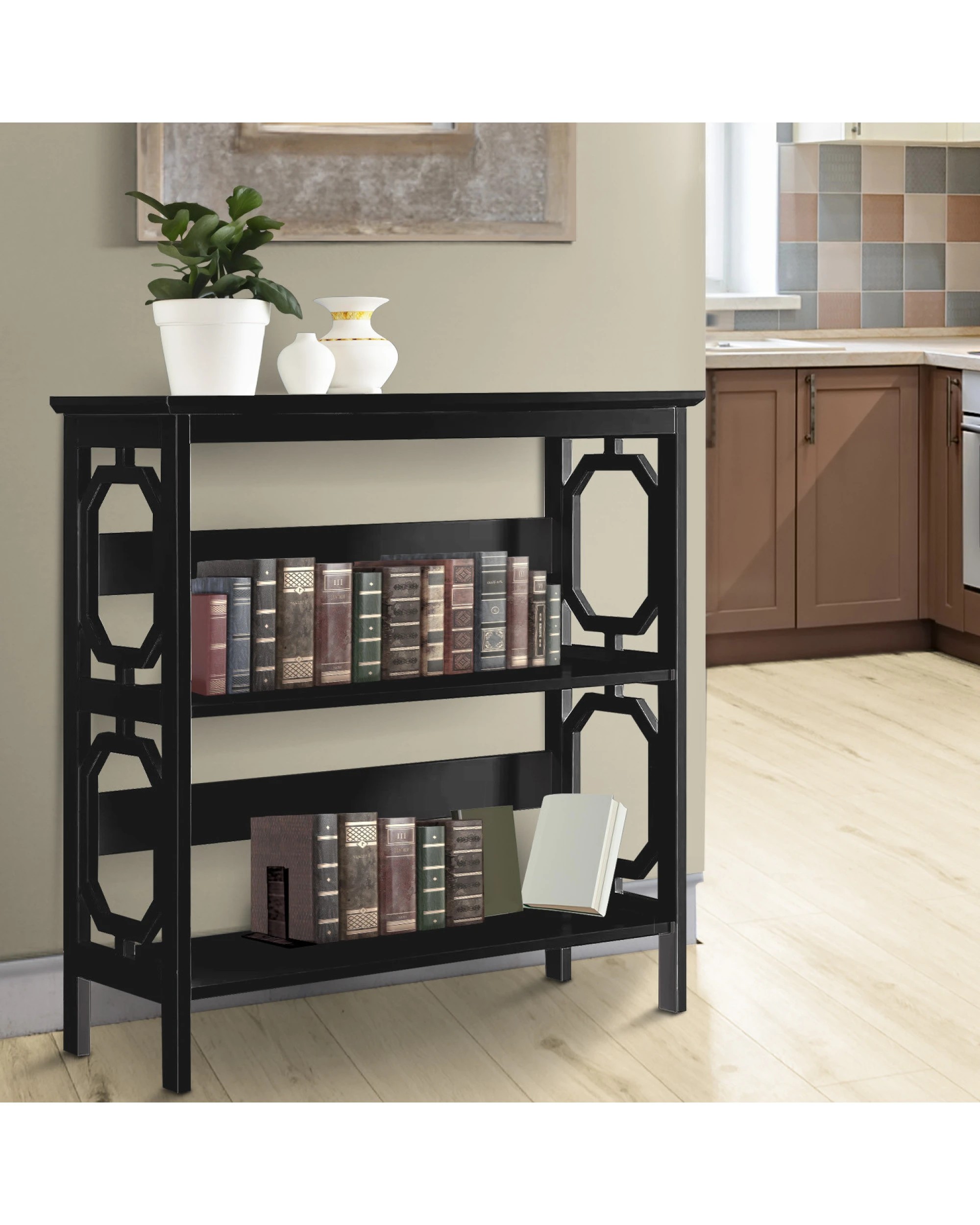 10 Sarantino Laurel 3-tier Bookshelf Display Rack In Black, 10 of 10