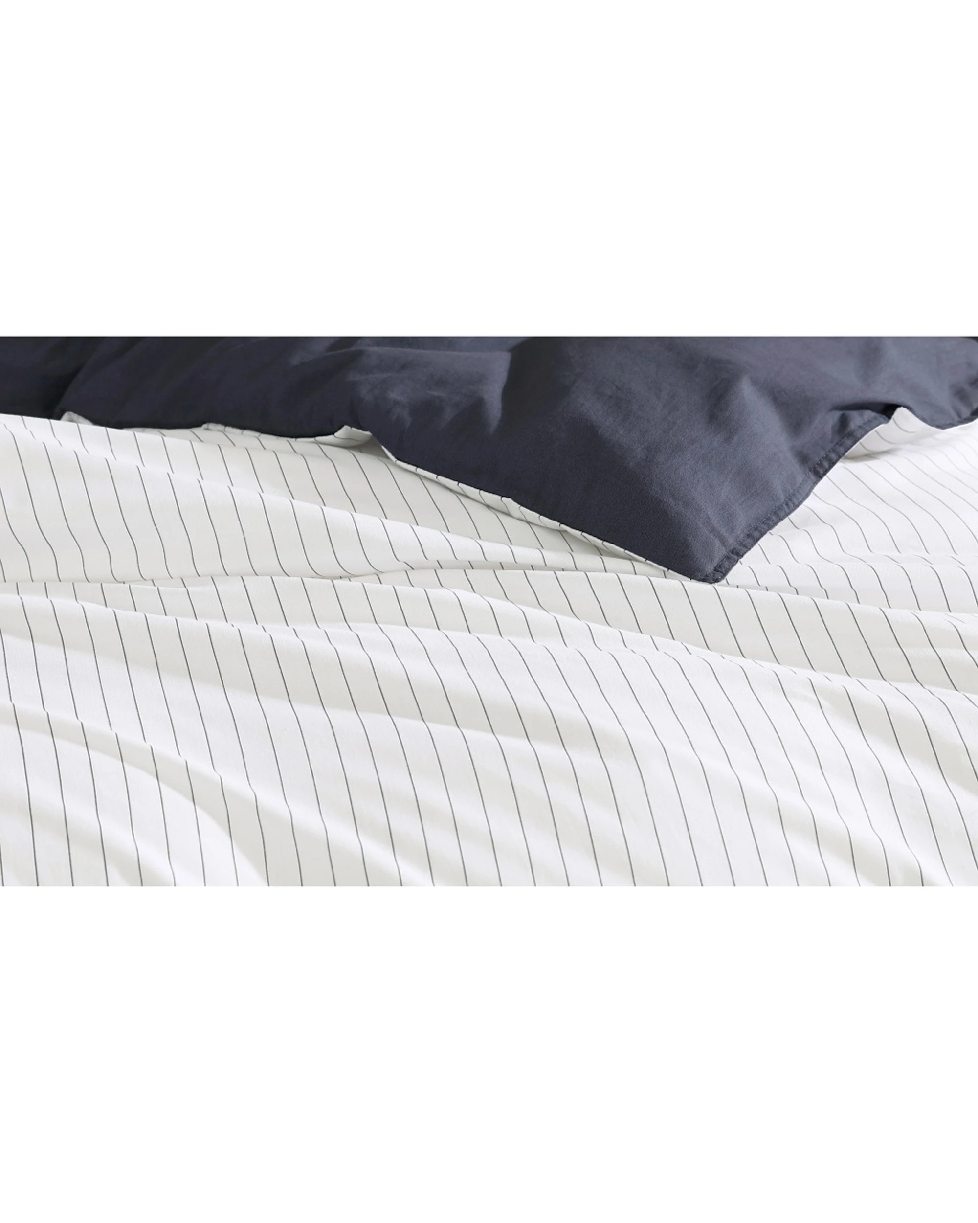 2 Ardor Kahn Stripe Reversible Cotton Quilt Cover Set Single Bed Indigo - White, 2 of 2