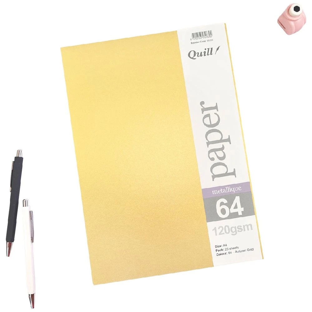 2 Quill A4 Paper Metallique Autumn Gold 25 Pack, 2 of 3