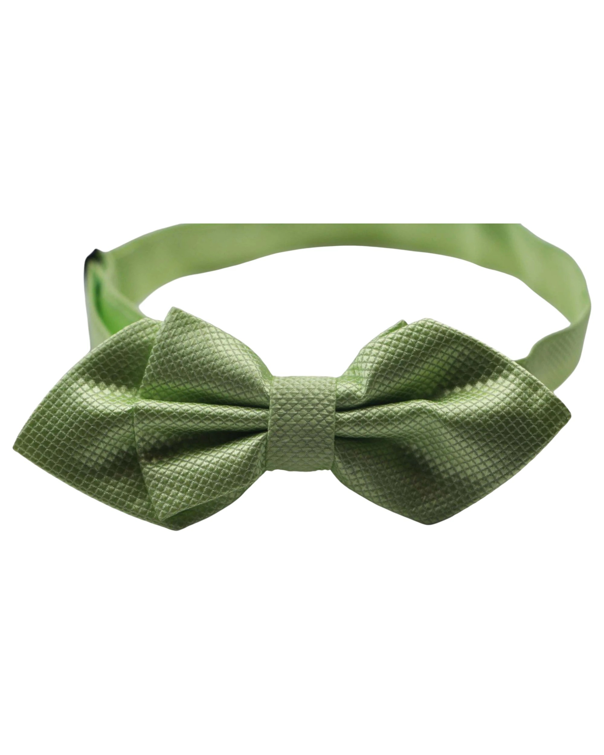 3 Zasel Mens Lime Diamond Shaped Checkered Bow Tie - Yellow, 3 of 4
