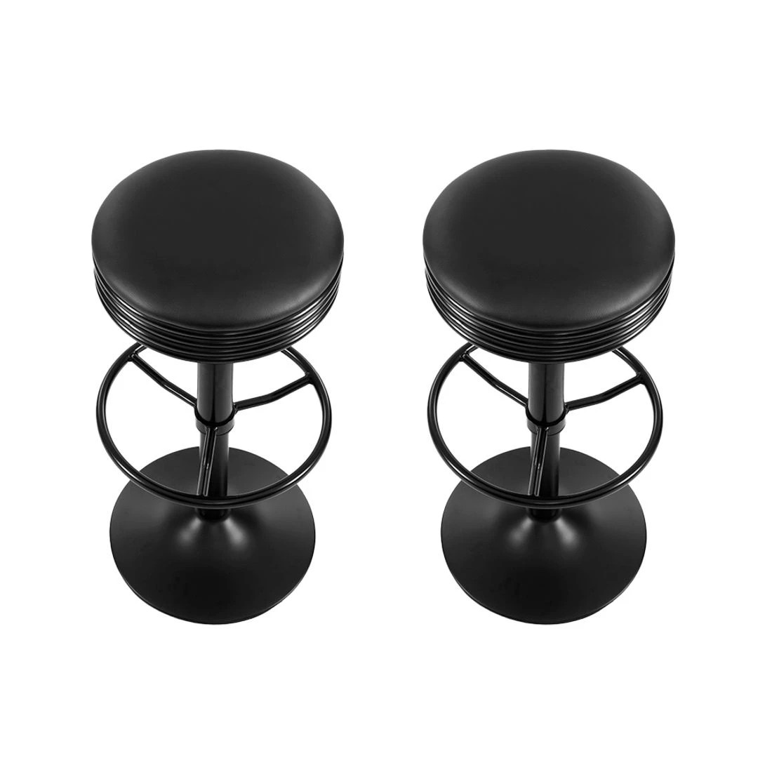 3 Artiss 2x Bar Stools Leather Padded Gas Lift - Black, 3 of 6