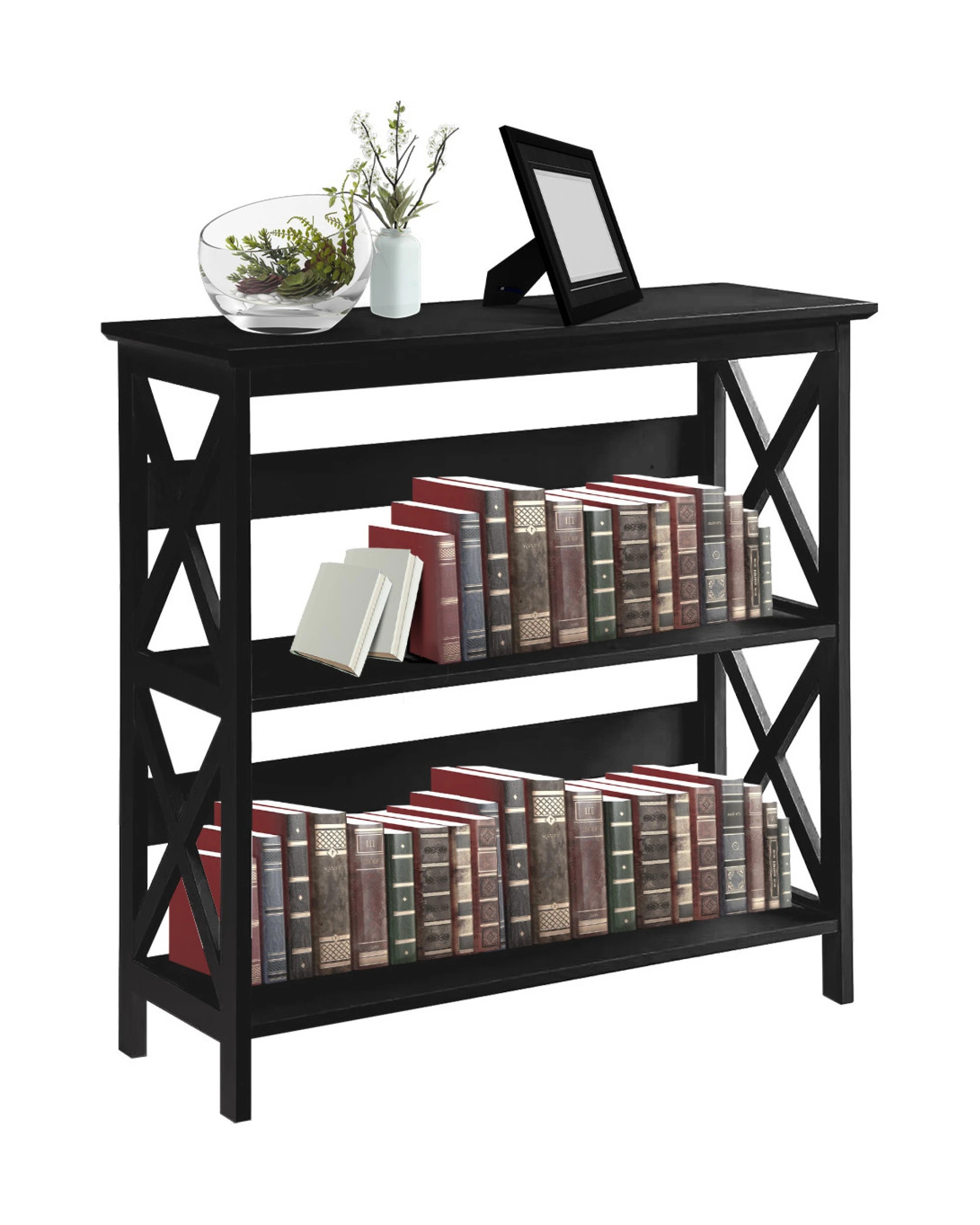 7 Sarantino Lucas 3-tier Bookshelf Display Rack In Black, 7 of 10