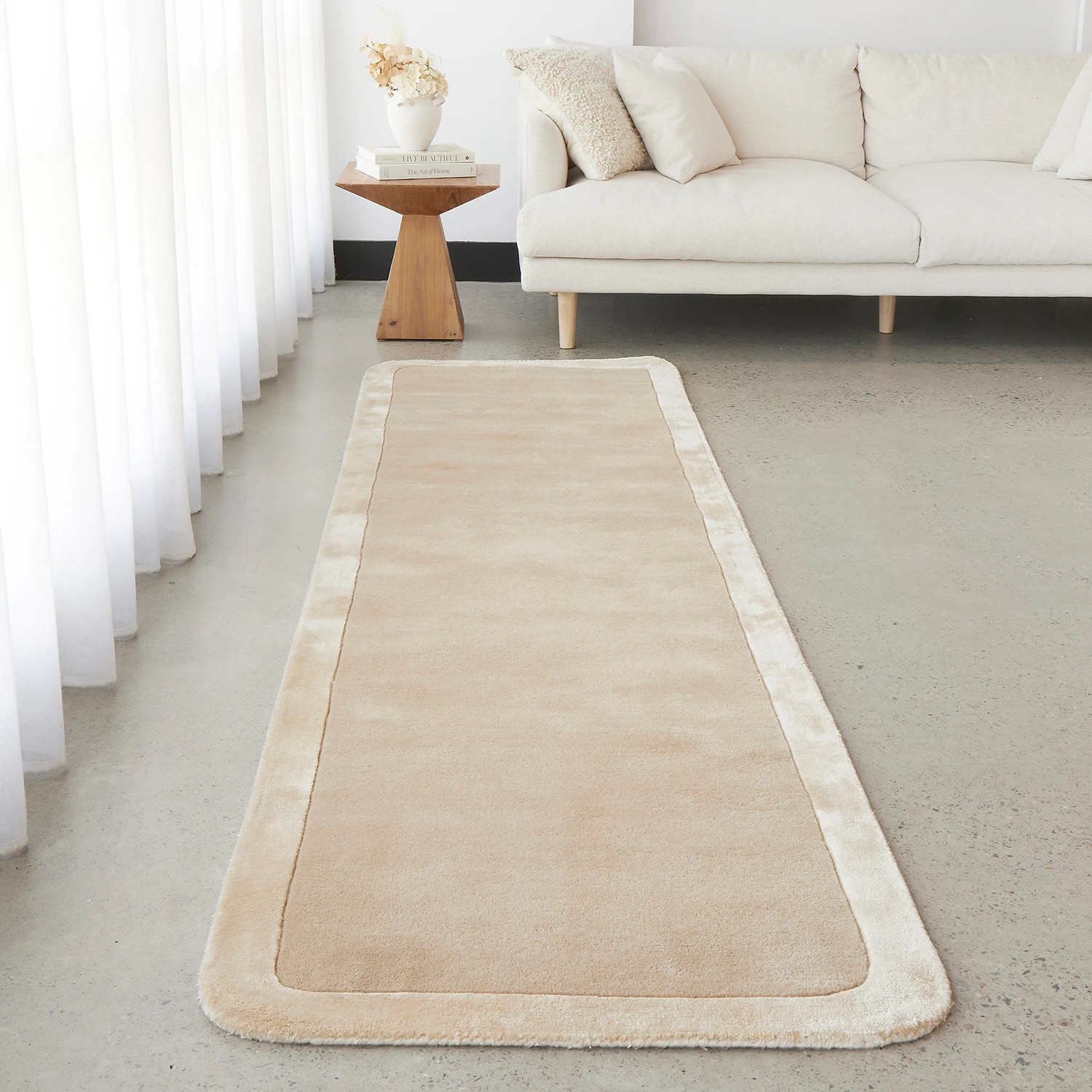 2 Common Ground Rugs Nexus 400x80cm Runner - Large Hand Tufted Wool Rug - Beige, 2 of 7