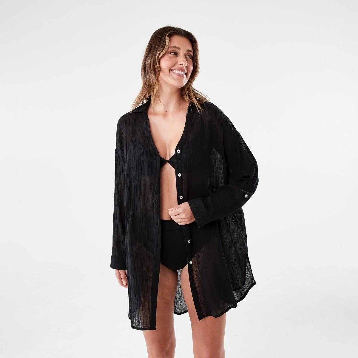 1 Cover Up Shirt BLACK, 1 of 9