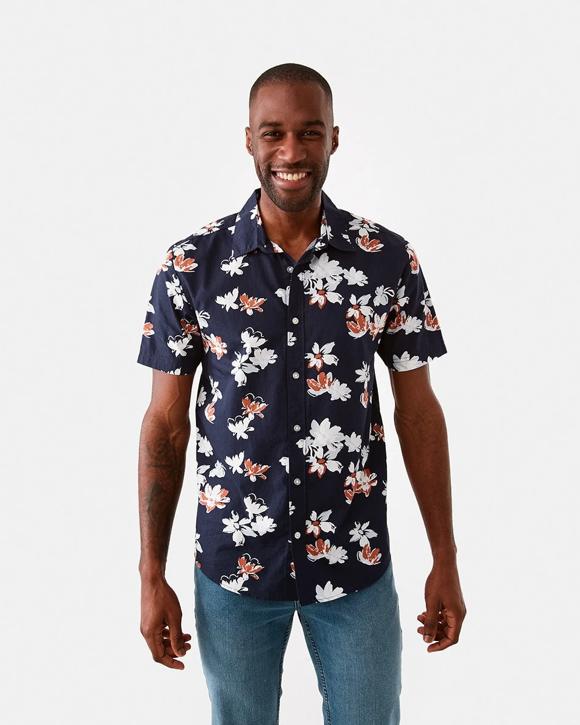 Short Sleeve Poplin Print Shirt