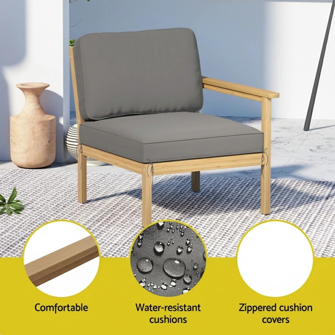 5 Gardeon 5-Seater Outdoor Sofa Set Wooden Lounge Setting - Natural, 5 of 6