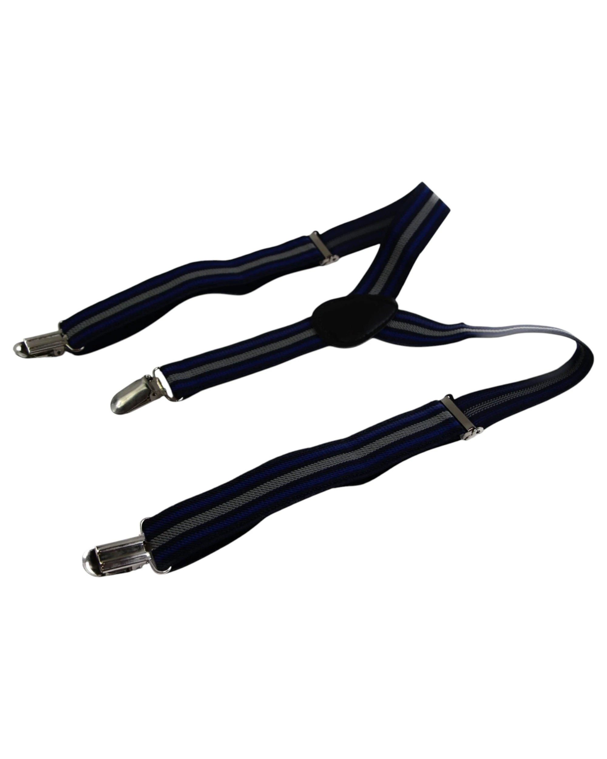 2 Zasel Boys Adjustable Navy, Blue & Grey Striped Patterned Suspenders - Multi, 2 of 4