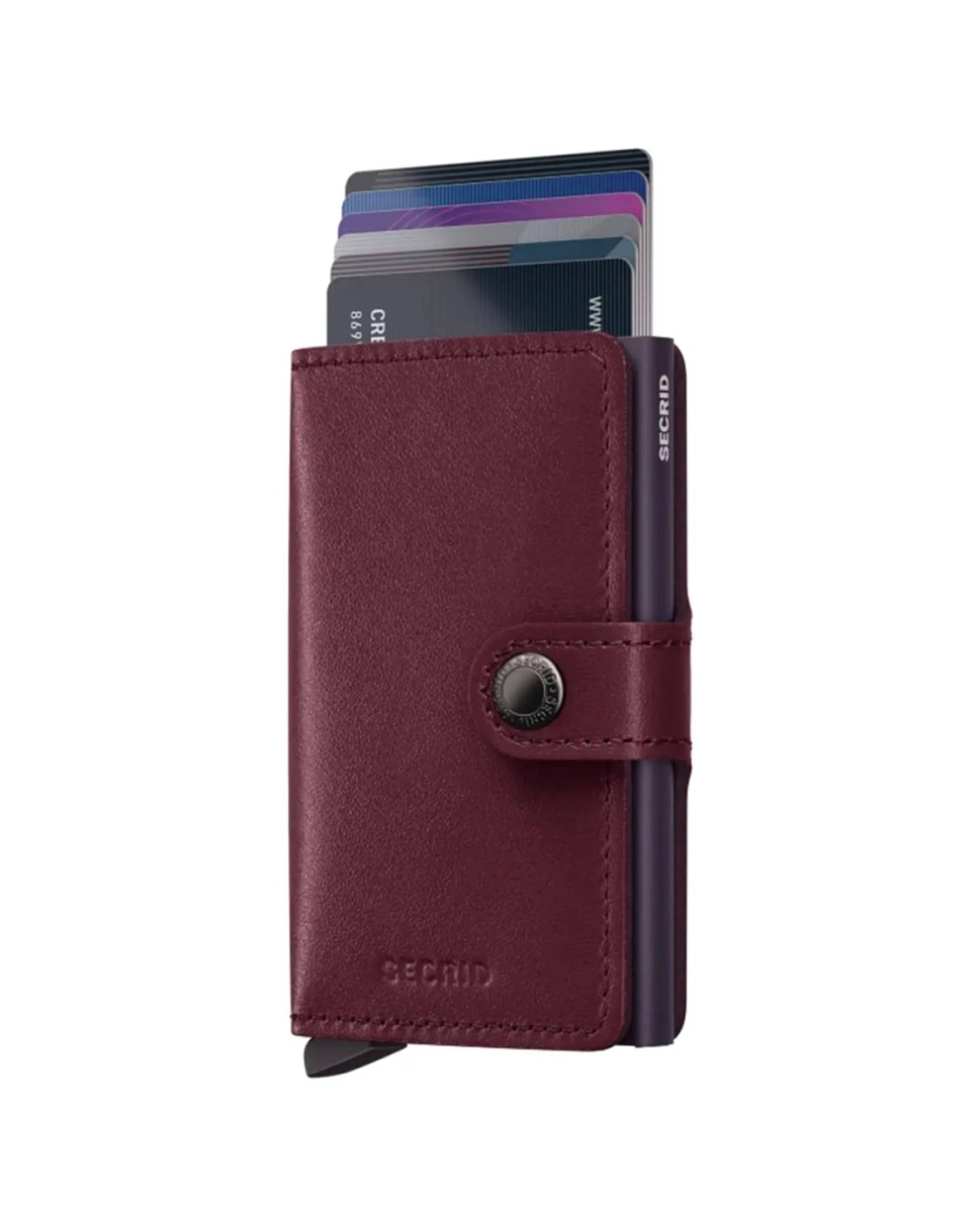 2 Secrid Miniwallet Compact RFID Travel Wallet Leather Slide Mechanism Wallets Cranberry - Red, 2 of 5