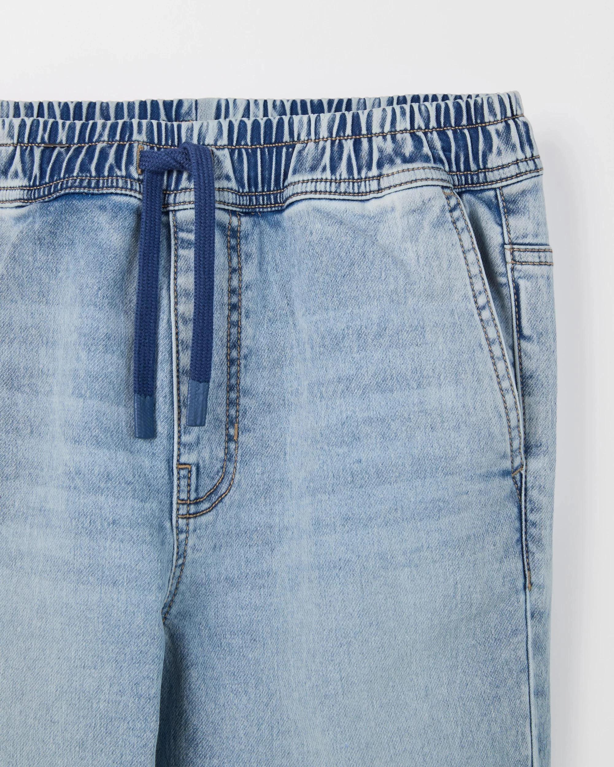2 Target Kids Elastic Waistband Jogger Denim Jeans LIGHT WASH, 2 of 2
