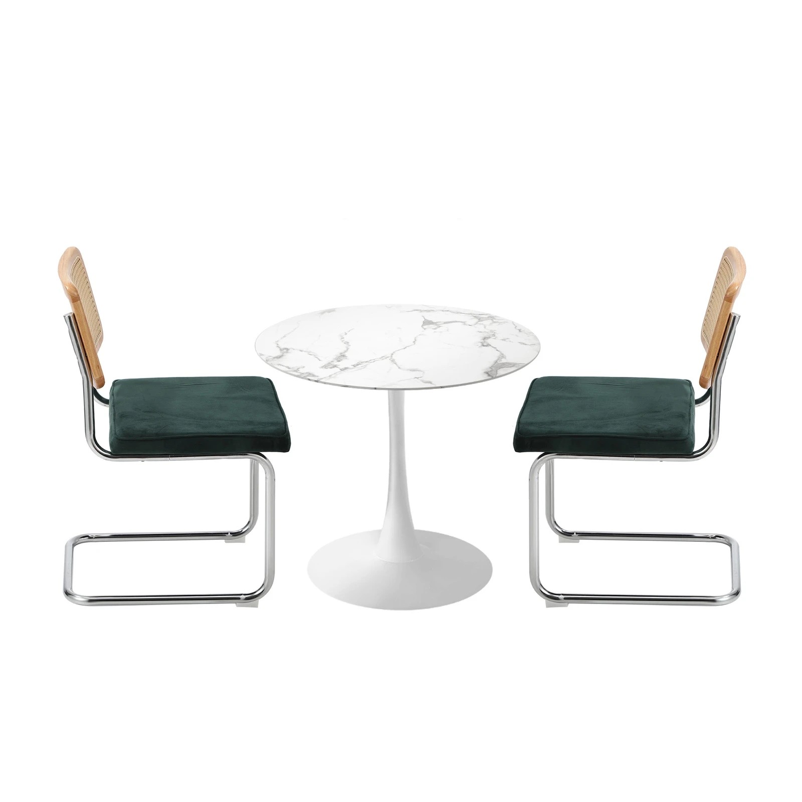 7 Oikiture 60cm Round Dining Table with 2PCS Dining Chairs Velvet - Multi, 7 of 9