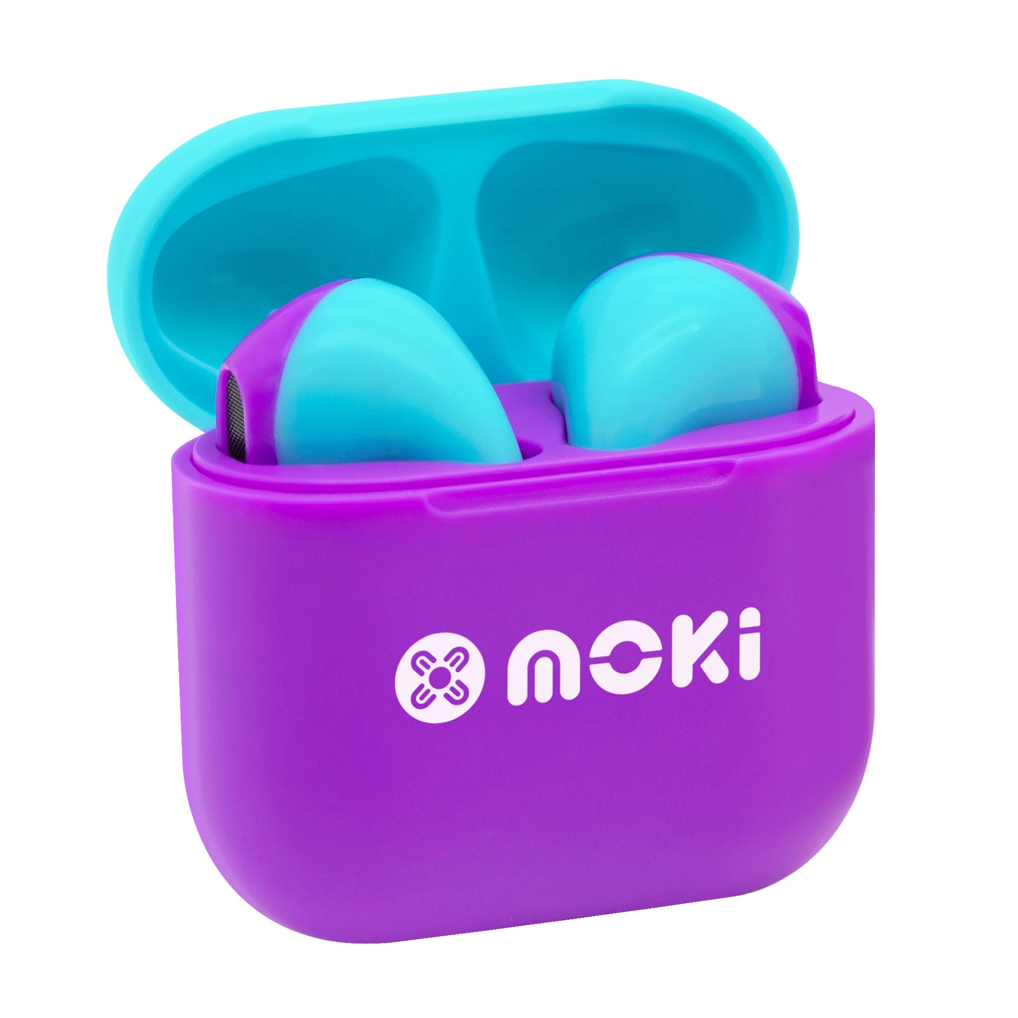 1 MokiPods Mini TWS Earphones for Kids Volume Limited - Purple/Aqua - Multi, 1 of 4
