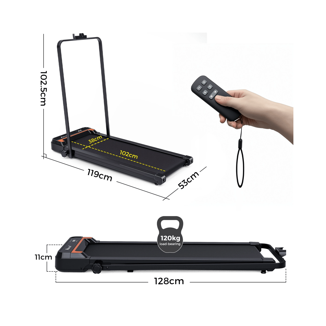 7 Advwin Electric Treadmill Walking Pad with Handle Black - Black, 7 of 7