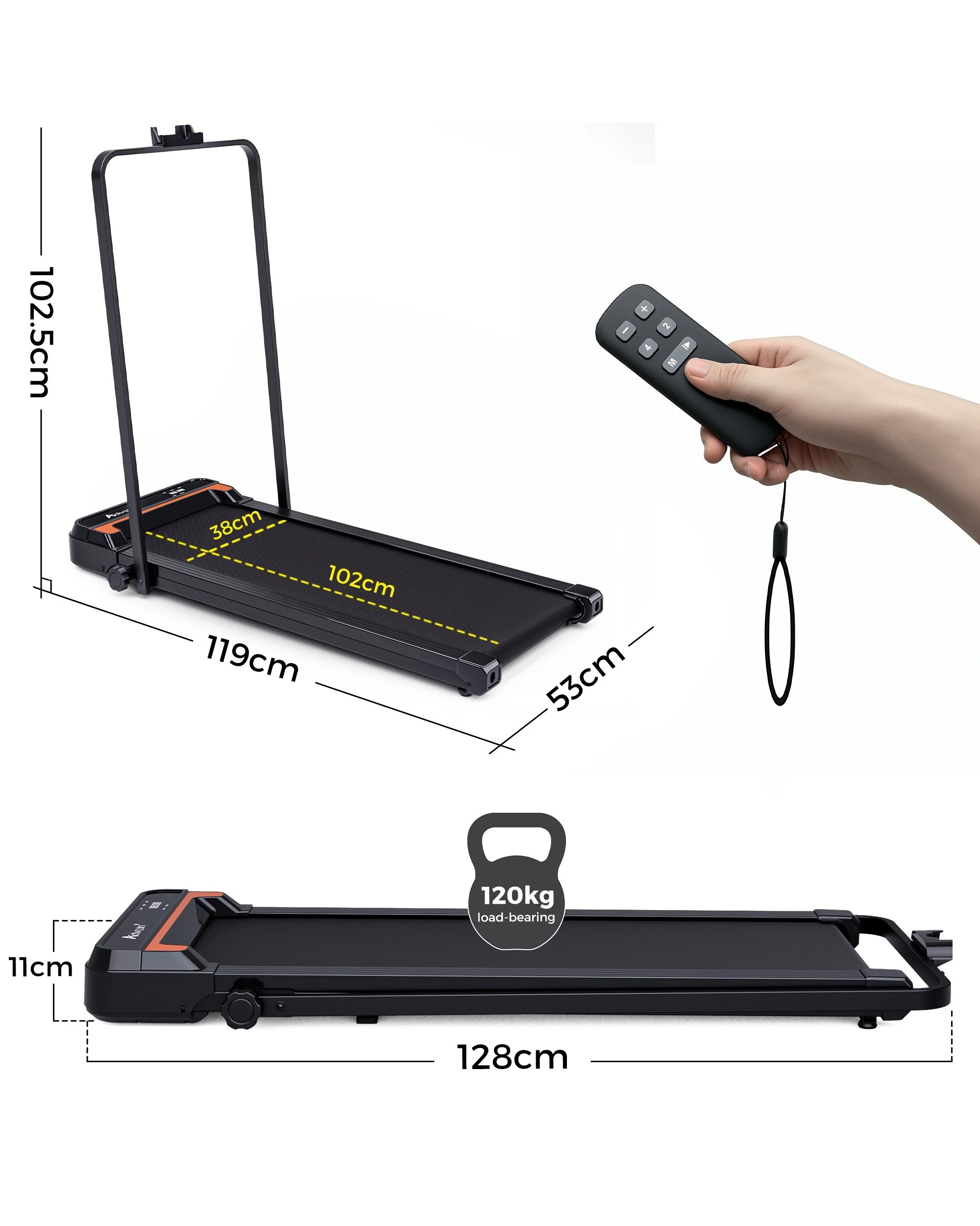 7 Advwin Electric Treadmill Walking Pad with Handle Black - Black, 7 of 7