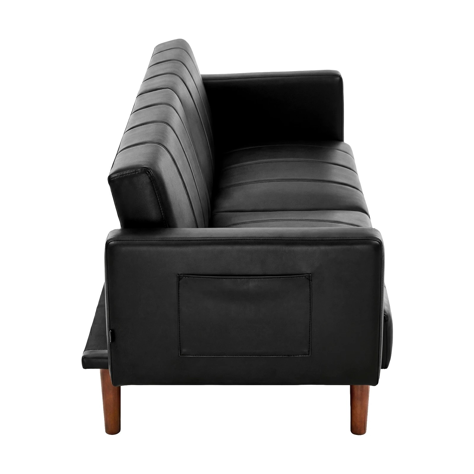 7 Oikiture 3 Seater Sofa Bed Sleeper Futon Faux Leather - Black, 7 of 10