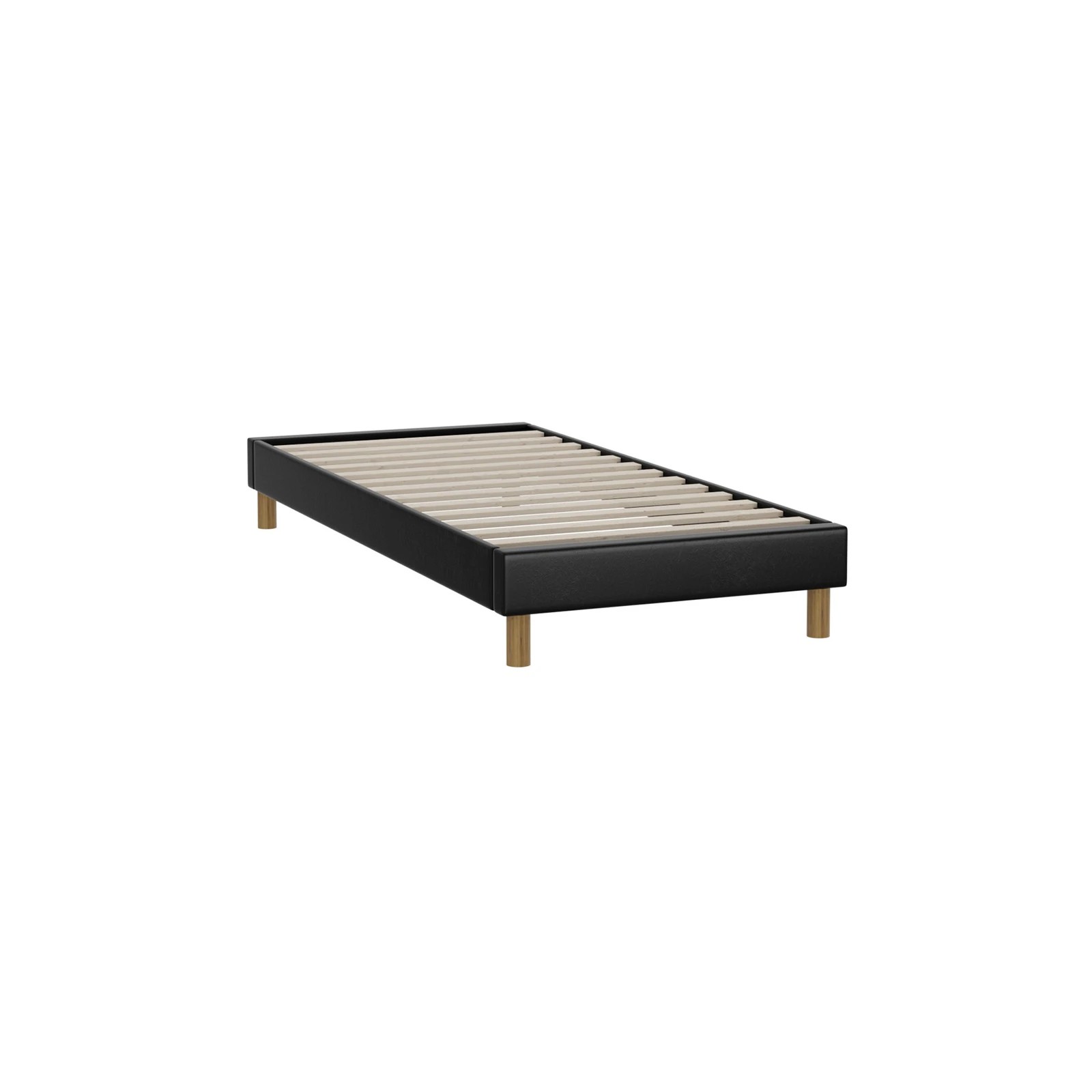 6 Oikiture Bed Frame Single Size Bed Base PU Leather - Black, 6 of 9
