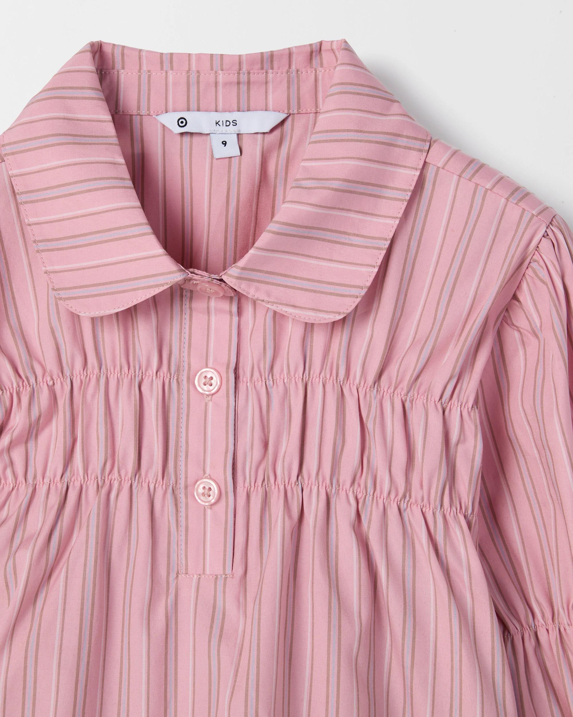 6 Target Kids Long Sleeve Ruched Pinstripe Shirt PINK, 6 of 6