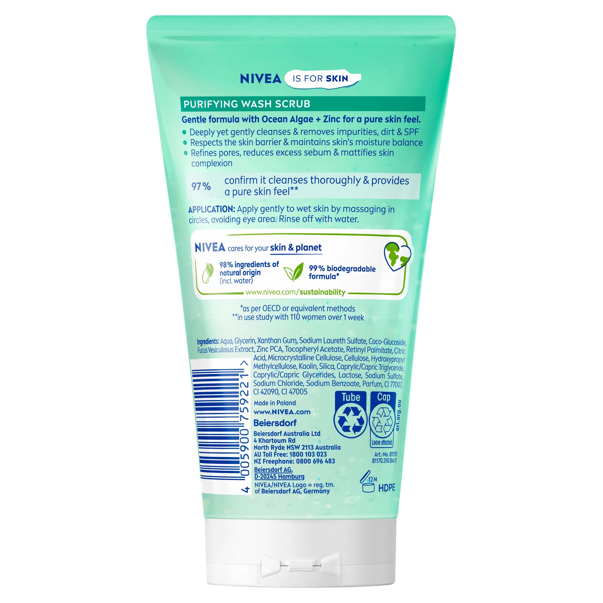 2 Nivea Purifying Wash Scrub 150ml - Ocean Algae and Hydramine, 2 of 9