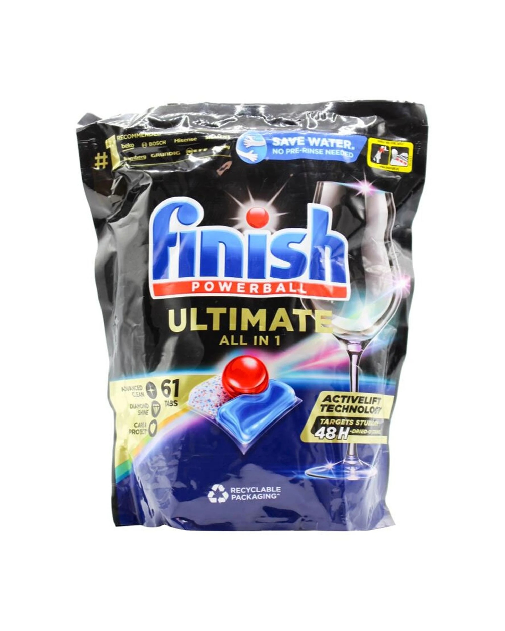 2 Finish Ultimate All In 1 Powerball Dishwasher Tablets 3 X 61pc Boosted Power Gel, 2 of 3