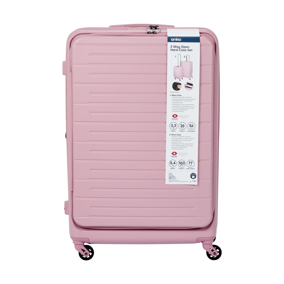 8 2 Piece 2 Way Open Hard Case Set - Pink, 8 of 8
