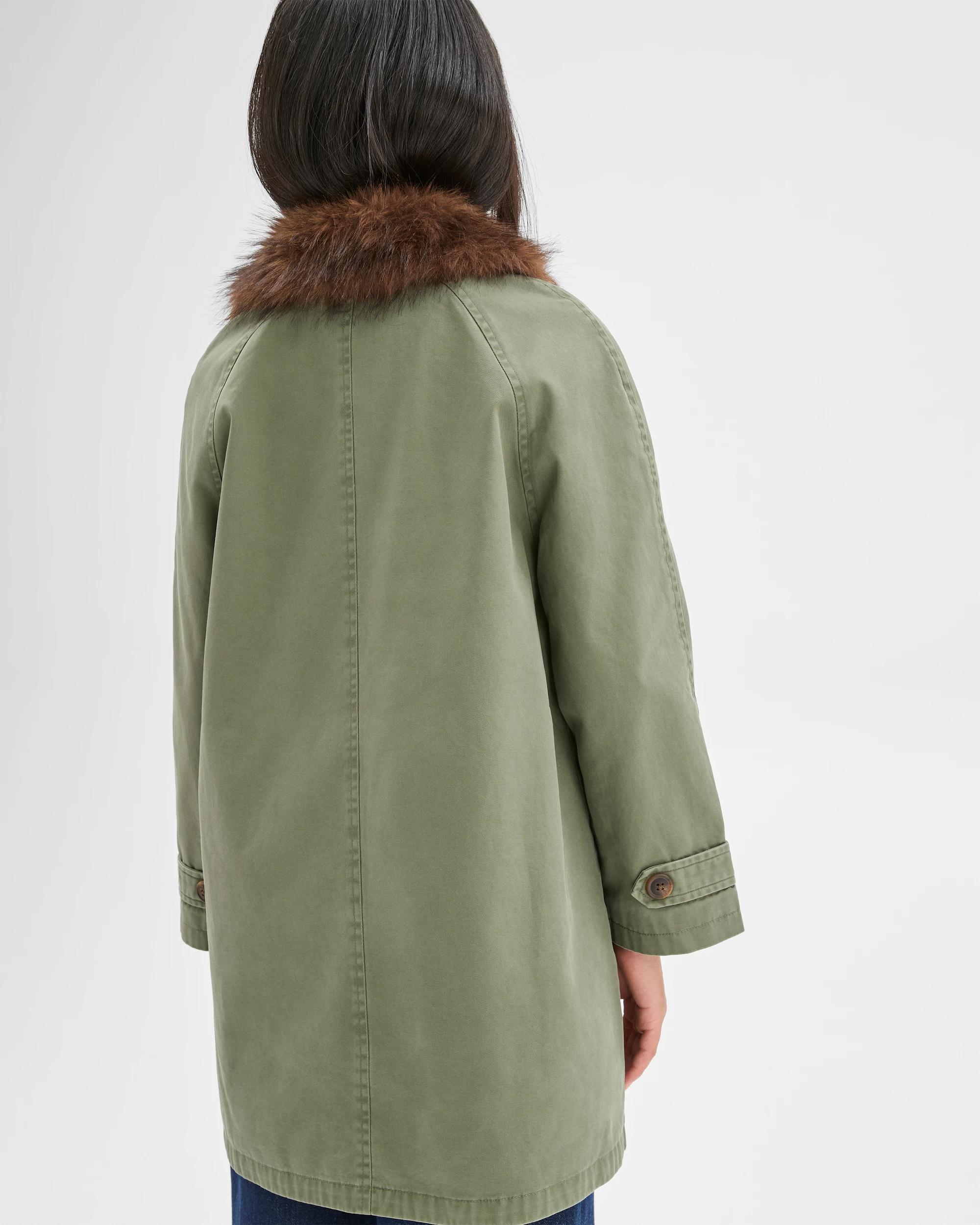 5 Target Kids Australian Cotton Faux Fur Collar Long Car Coat KHAKI, 5 of 7