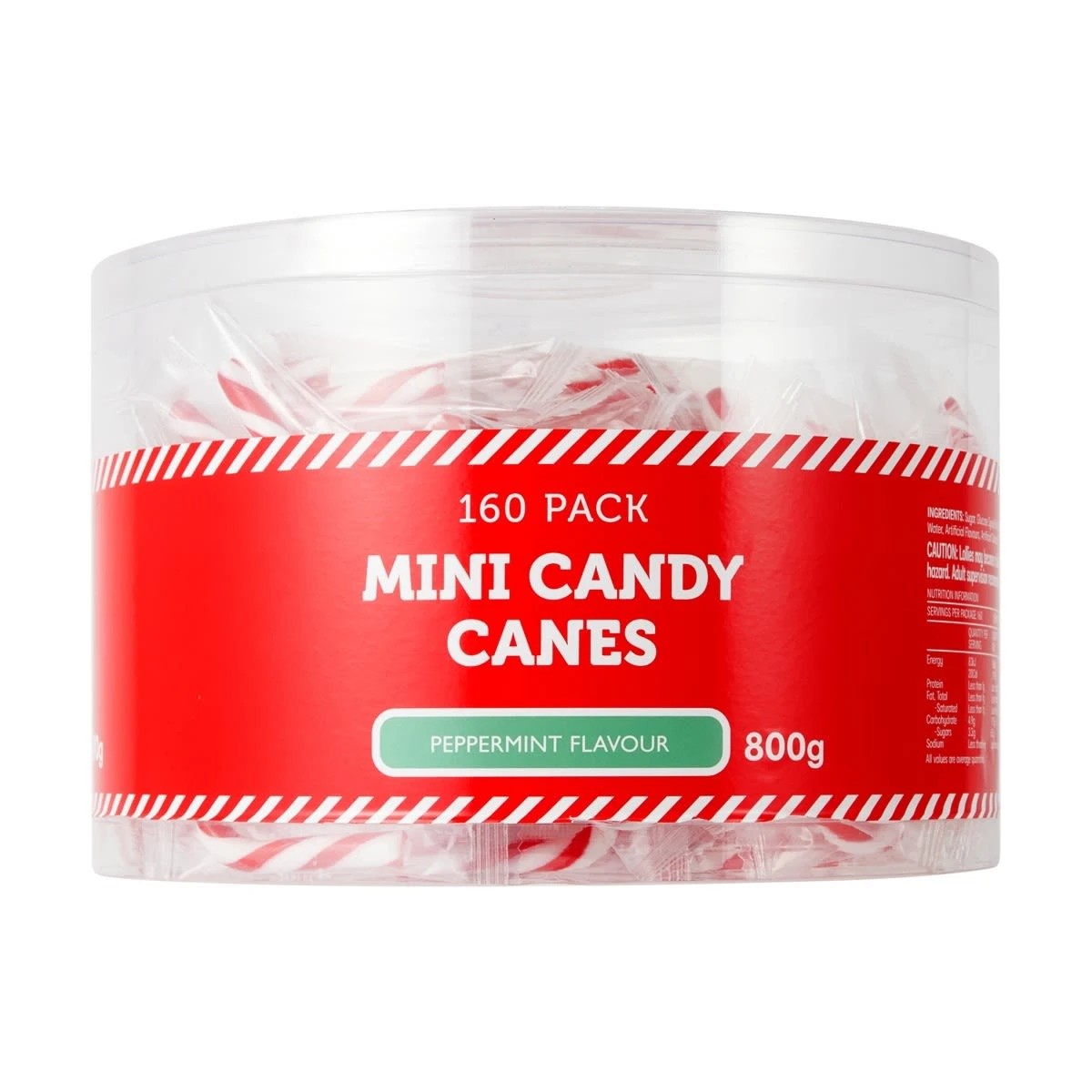 1 160 Pack Peppermint Flavour Mini Candy Canes 800g, 1 of 2